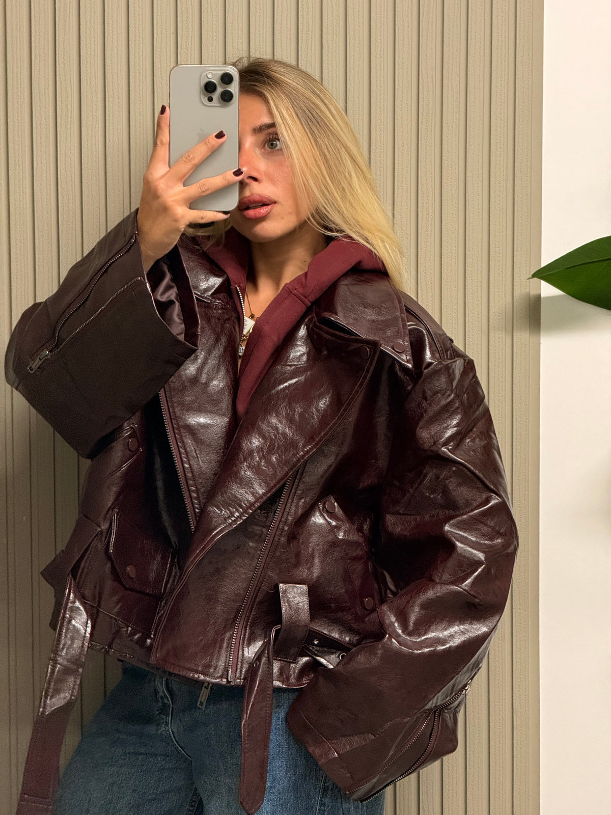 CHIODO ECOPELLE OVERSIZE MARSIGLIA BURGUNDY