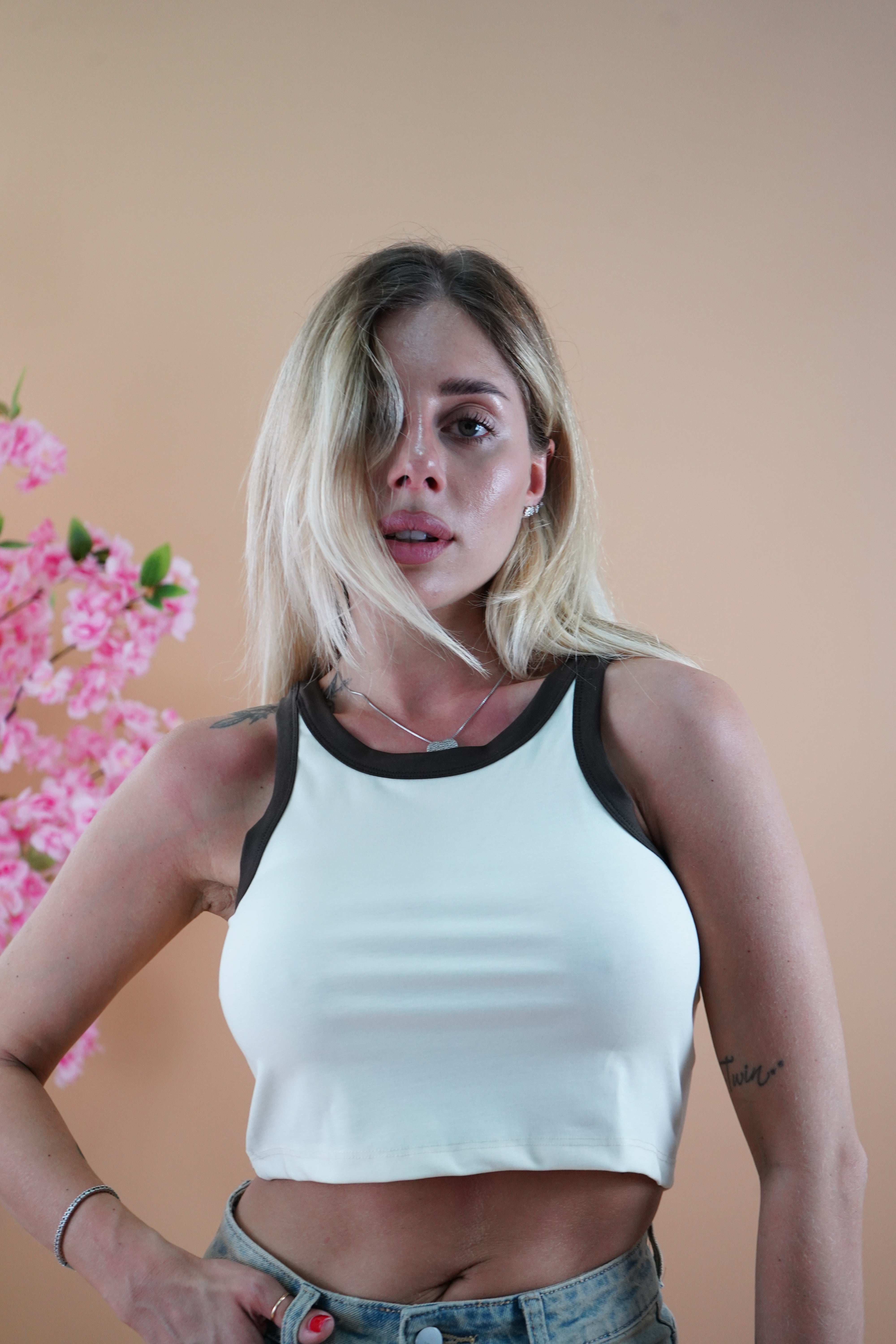 TOP BICOLORE BIANCO