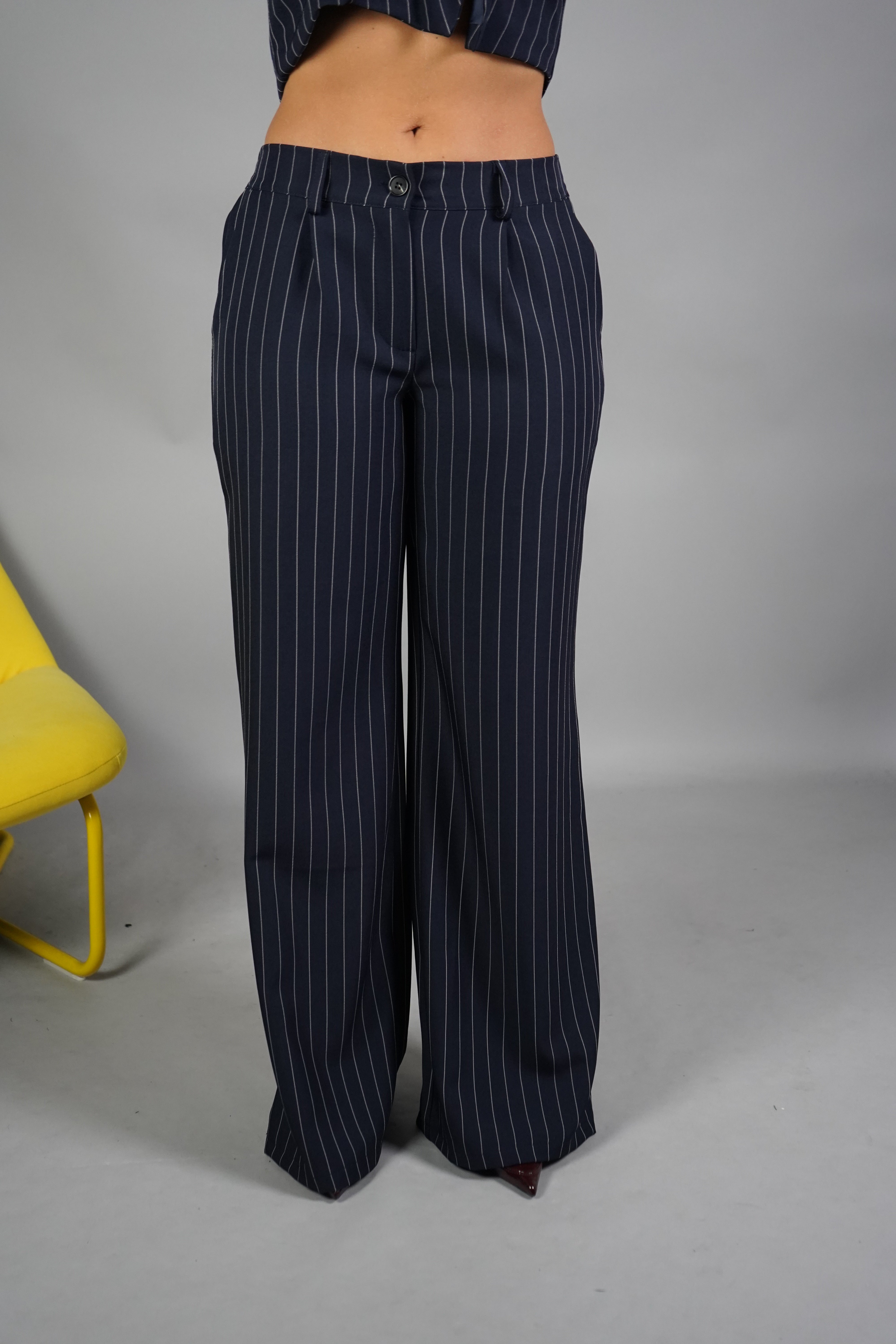 TAILLEUR GESSATO CROP BLU