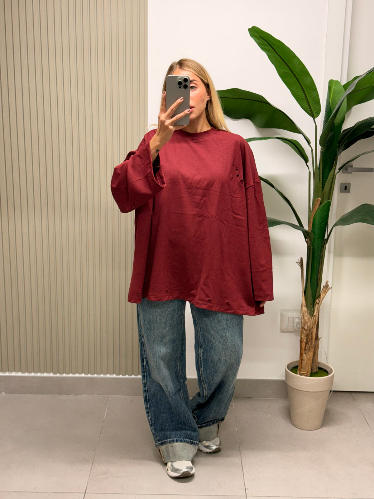 MAXI T-SHIRT BAROCK STRAPPI BORDEAUX