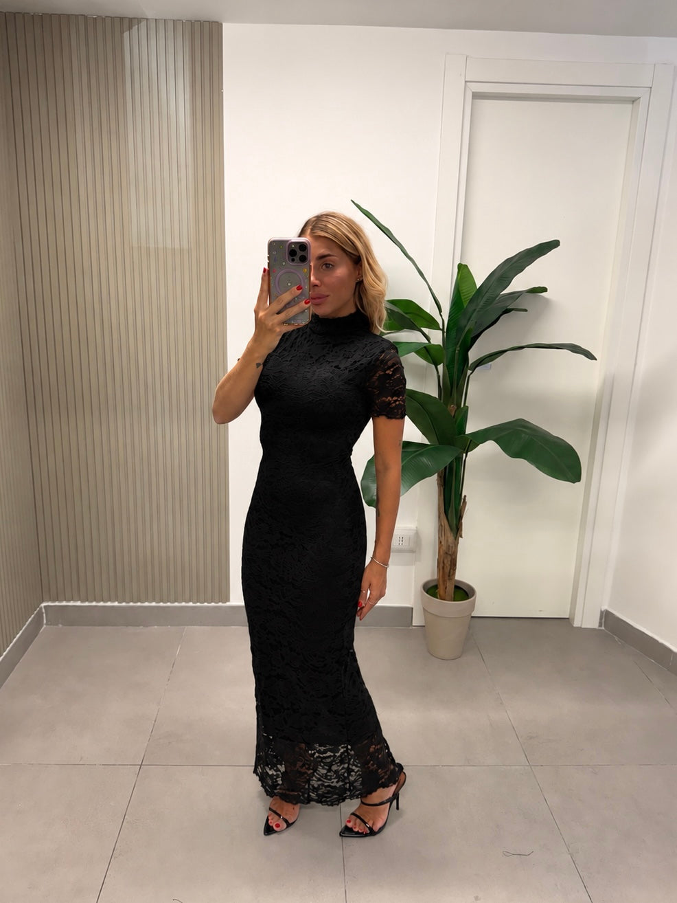 LONG DRESS PIZZO ROMANTICO NERO