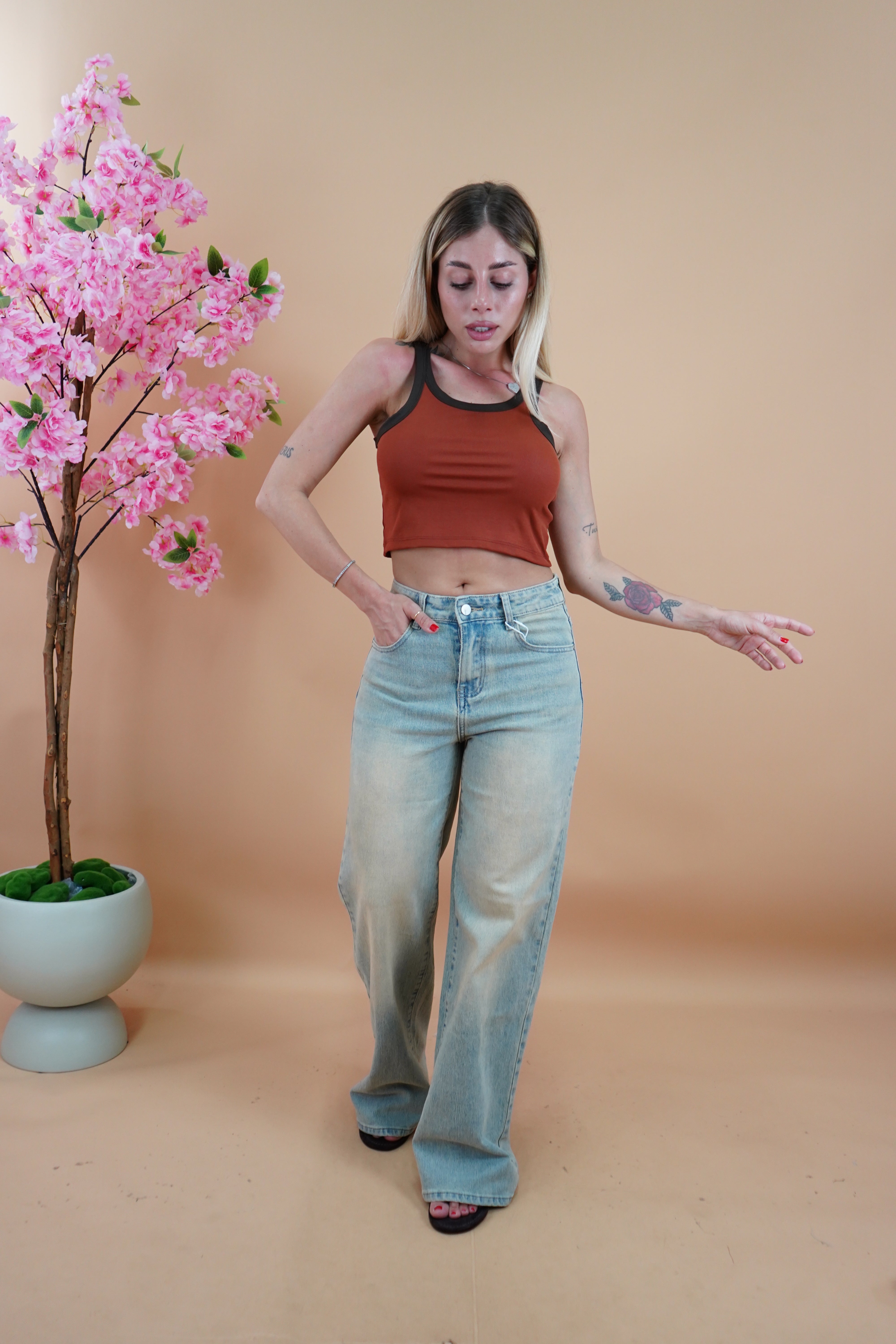 JEANS WIDE SABBIATO