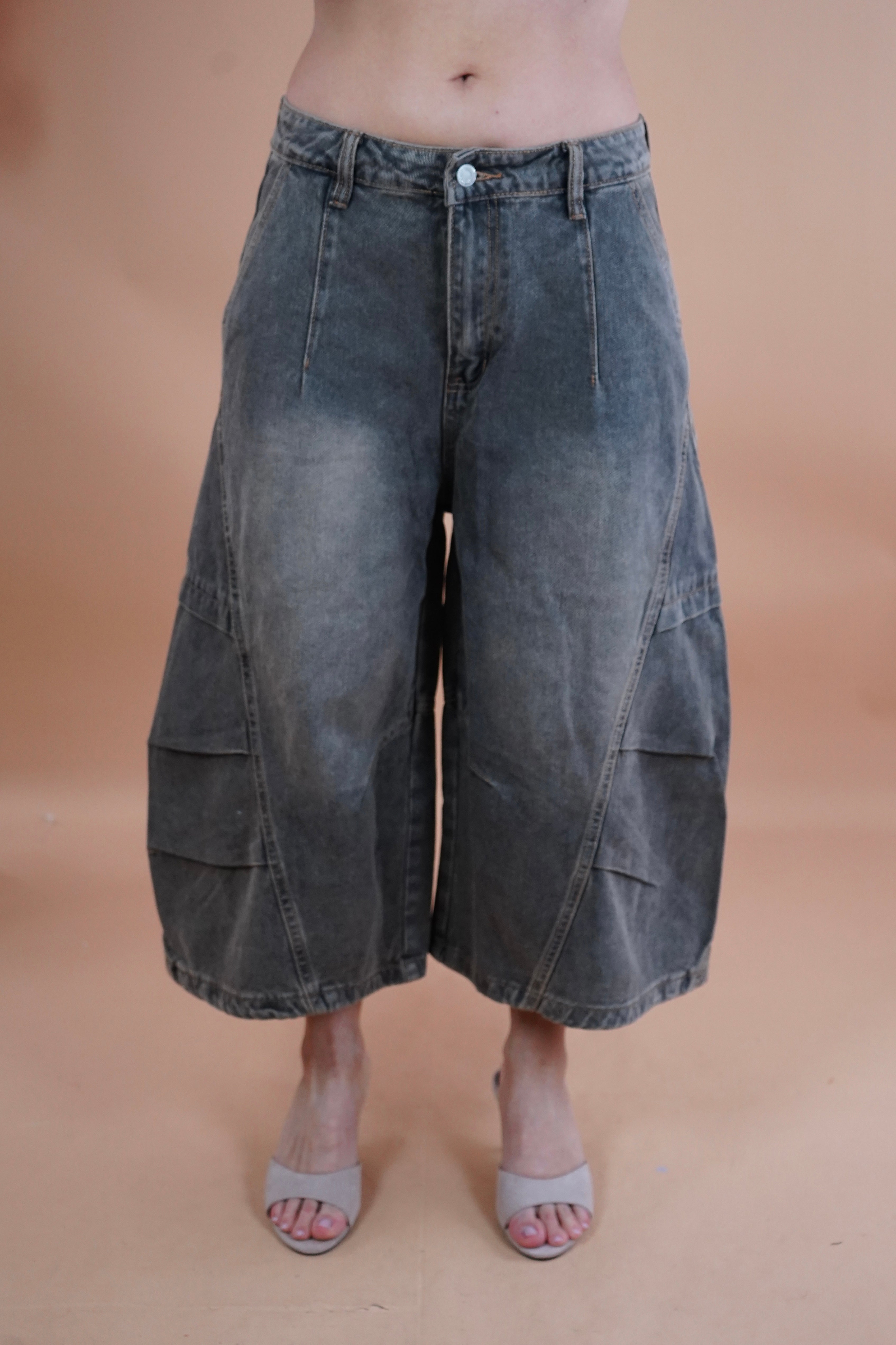 BERMUDA BALLON OVERSIZE DENIM NERO