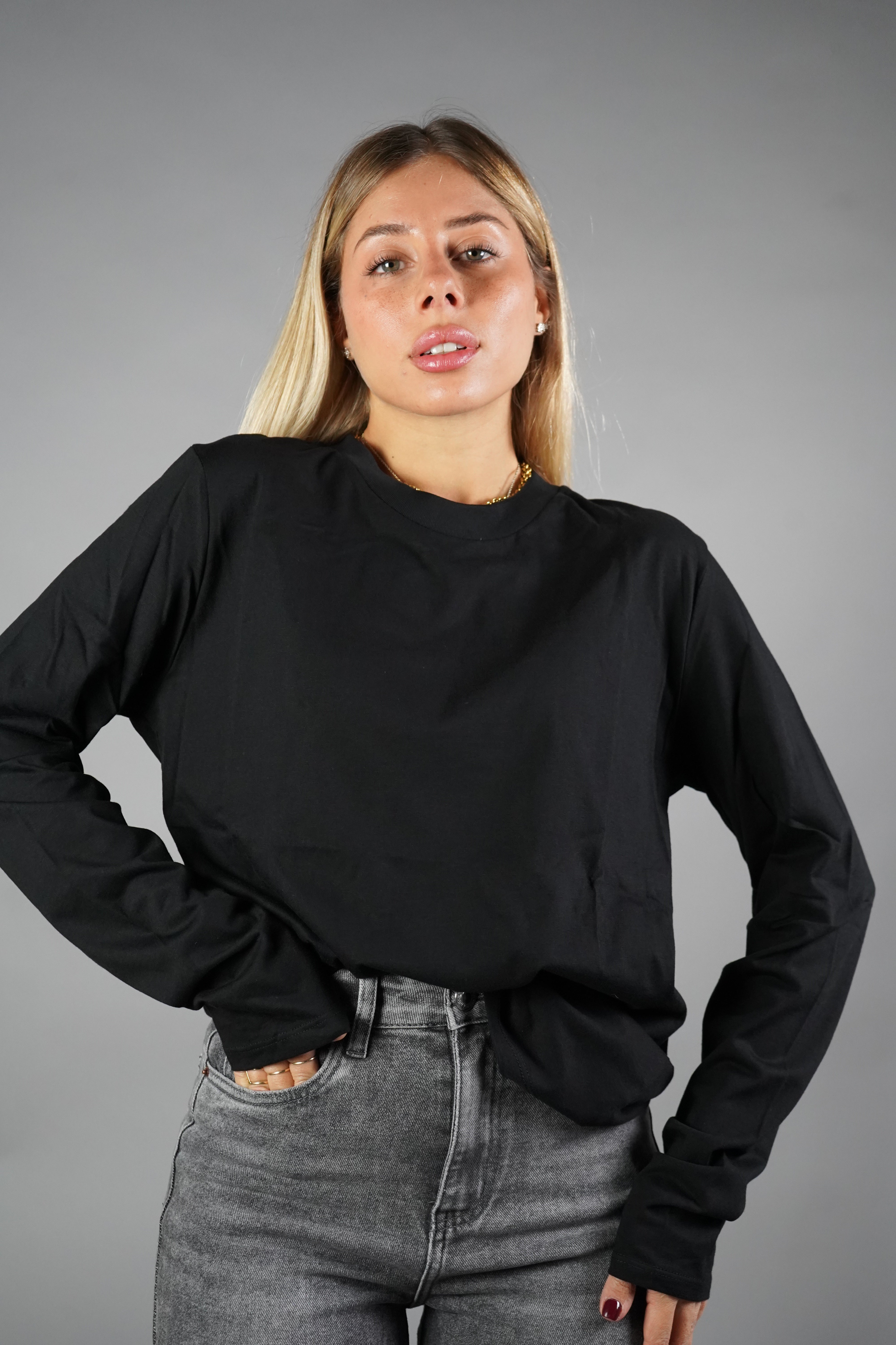 T-SHIRT MANICA LUNGA LUMINA NERA