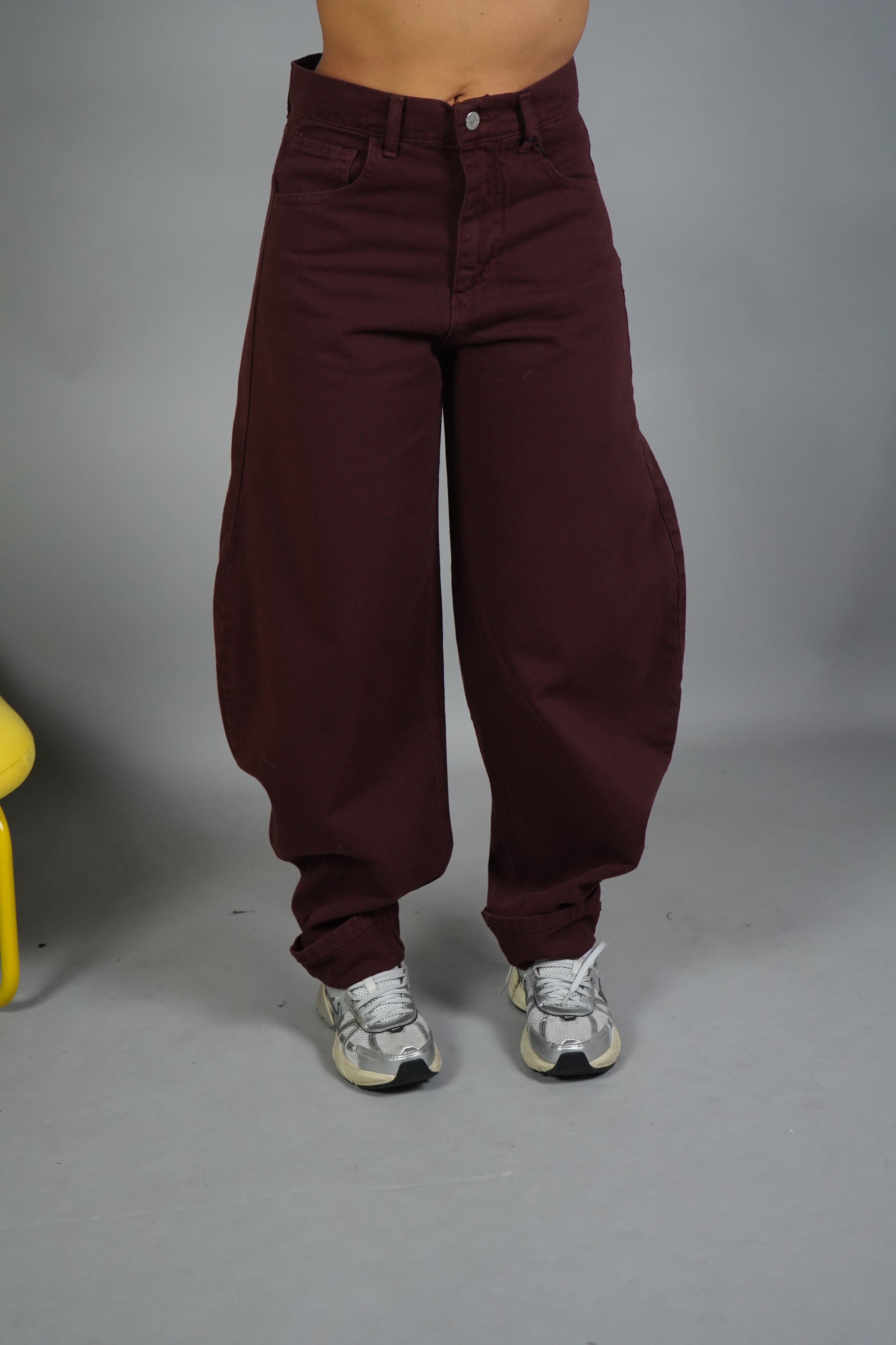 JEANS BALLON RISVOLTO BORDEAUX