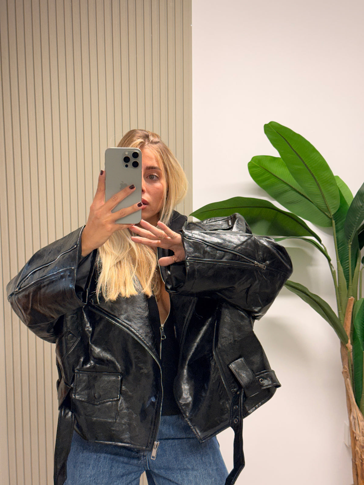 CHIODO ECOPELLE OVERSIZE MARSIGLIA NERO