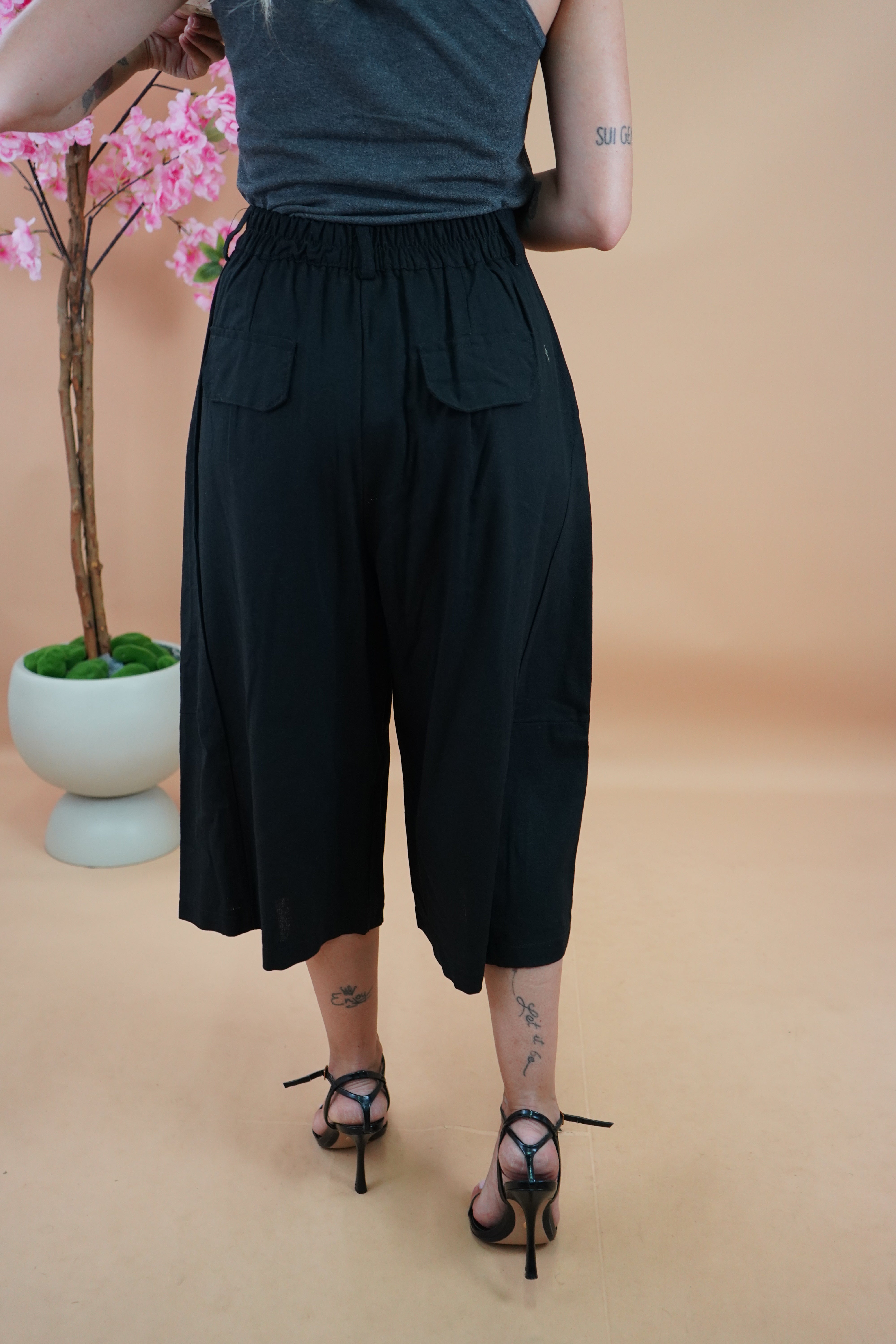 BERMUDA MAXI IN LINO NERO
