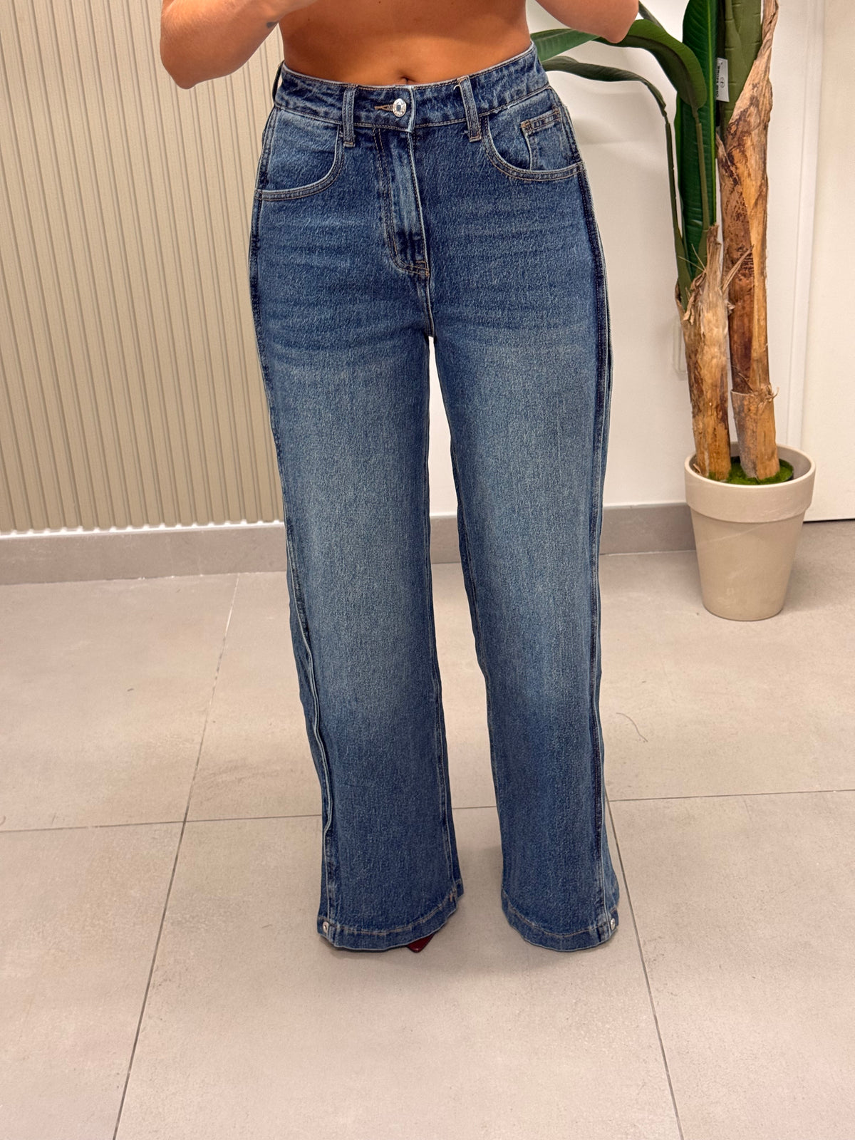 JEANS WIDE LEG BOTTONCINI