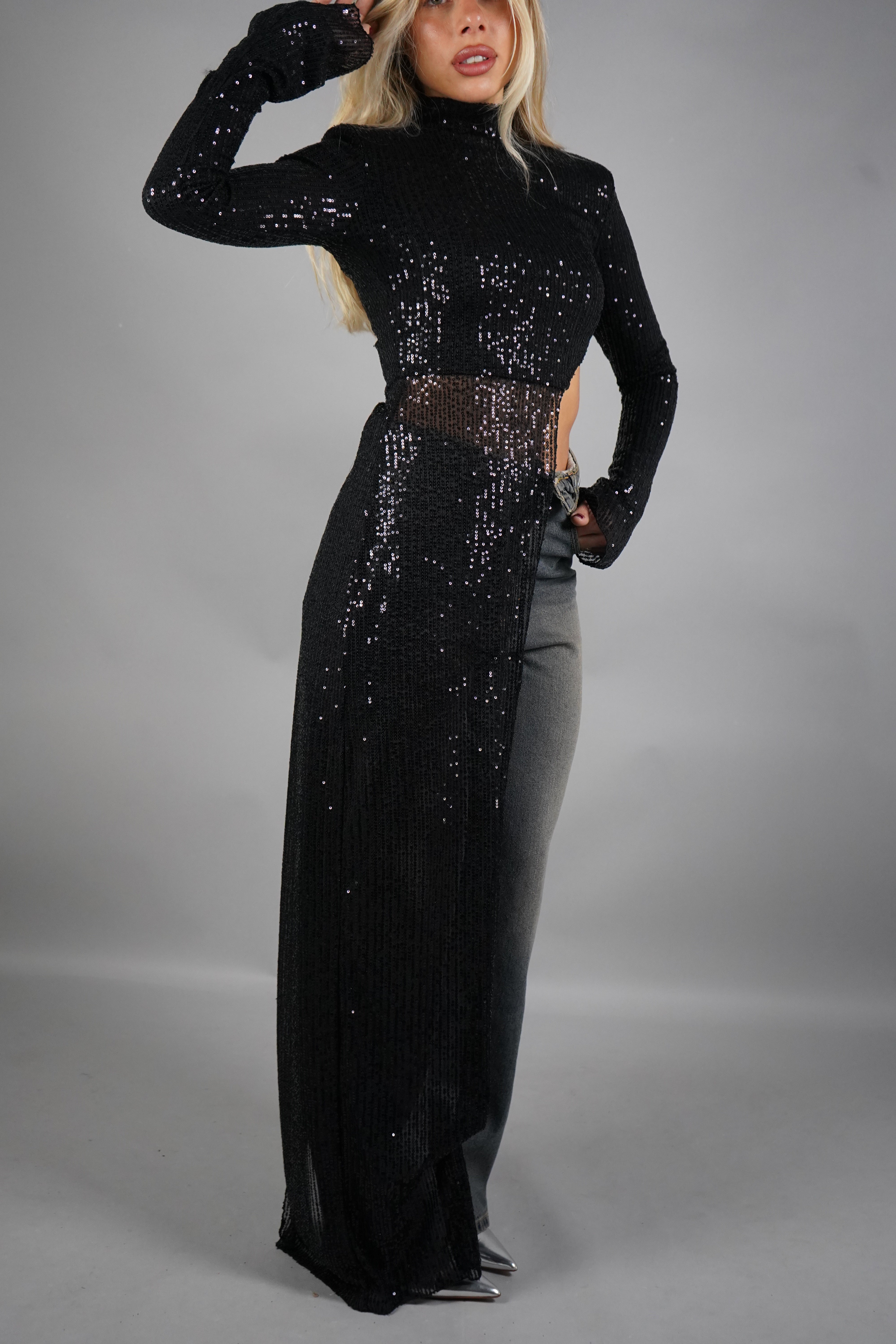 TOP PAILLETTES ASIMMETRICO