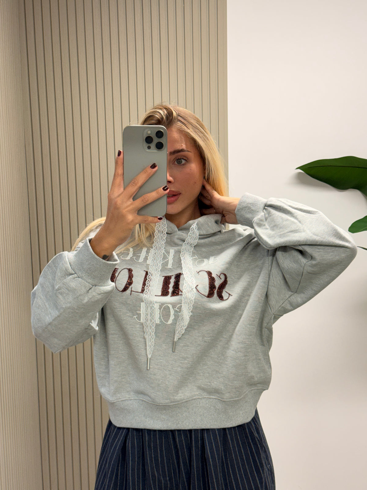 FELPA CROP ONYX GRIGIA