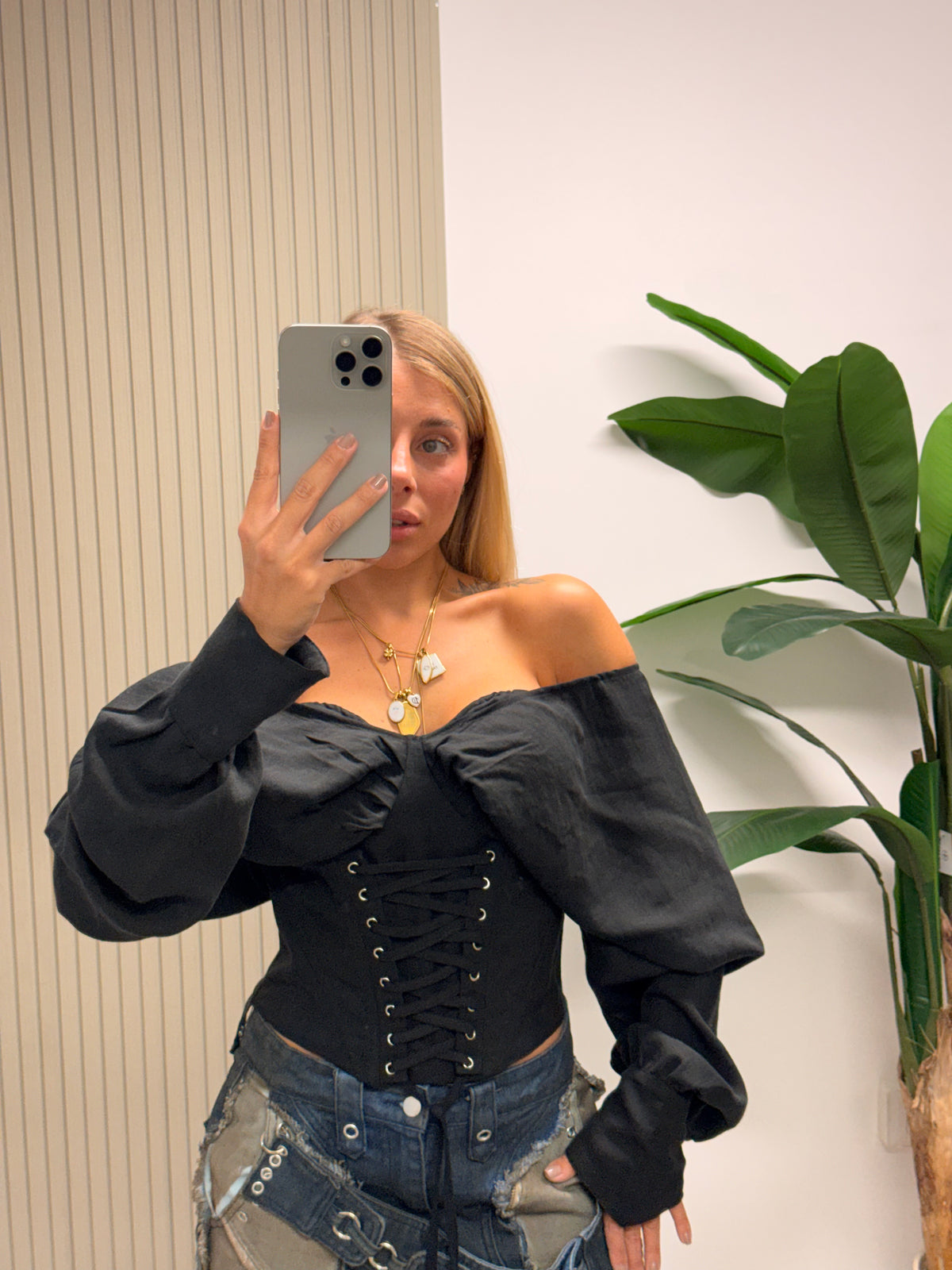 CAMICIA CORSETTO NERA