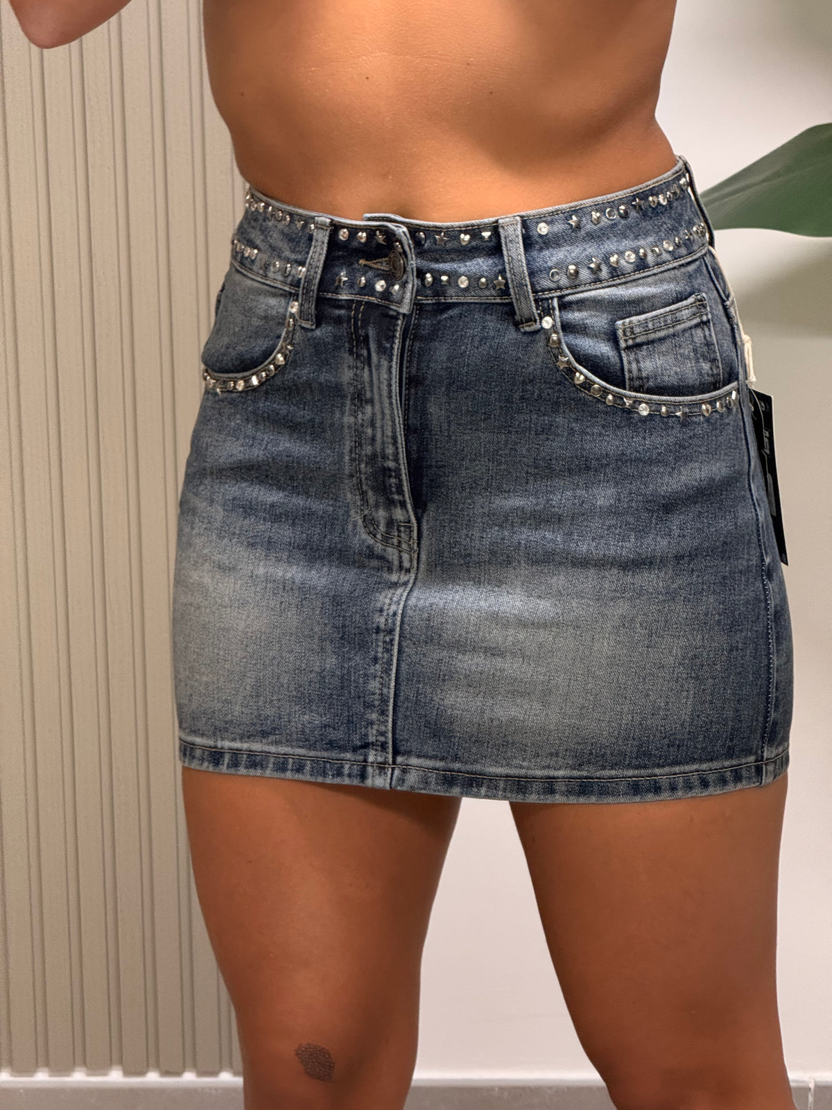 MINIGONNA DENIM BORCHIE