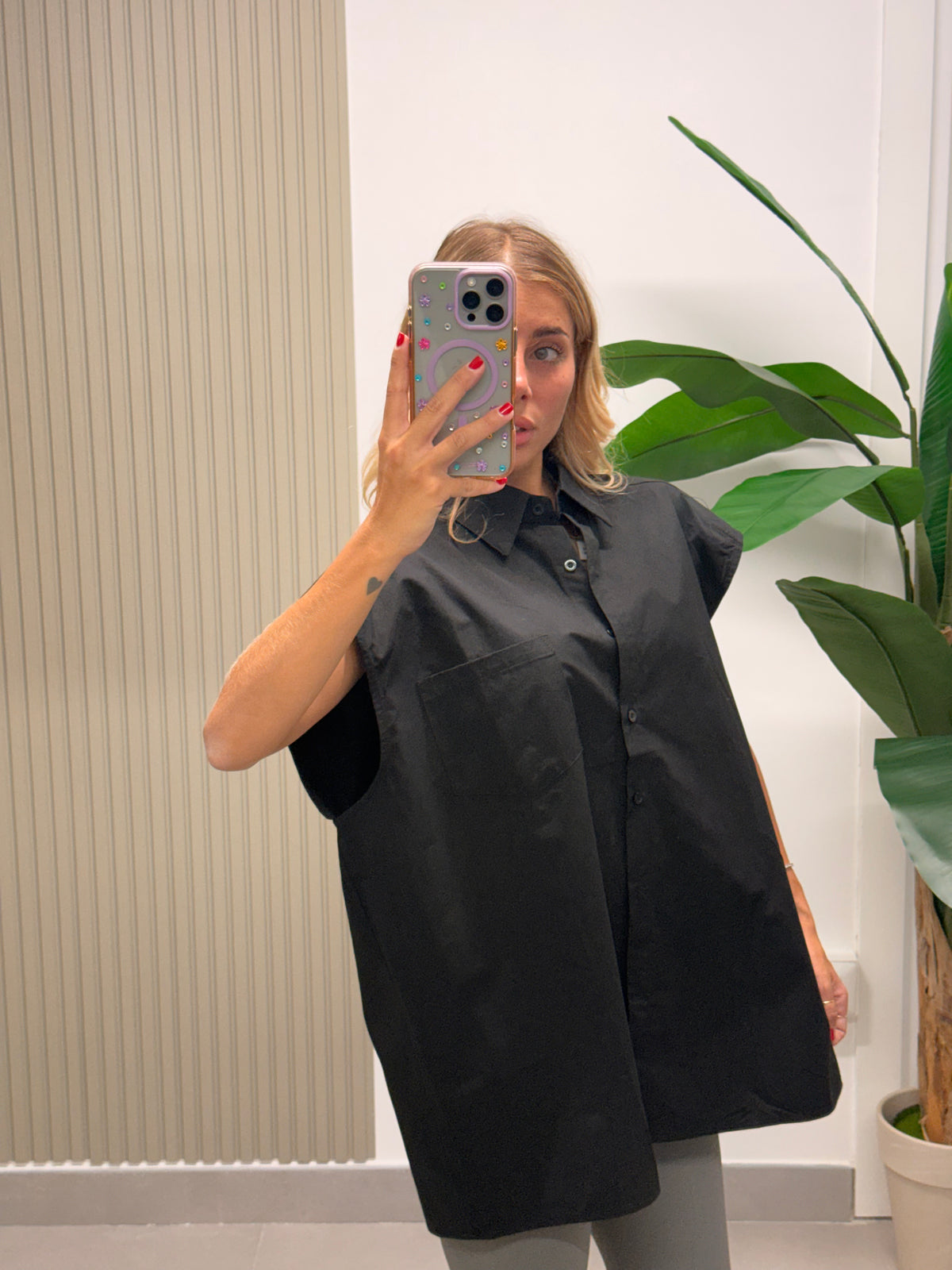 CAMICIA SMANICATO NERA