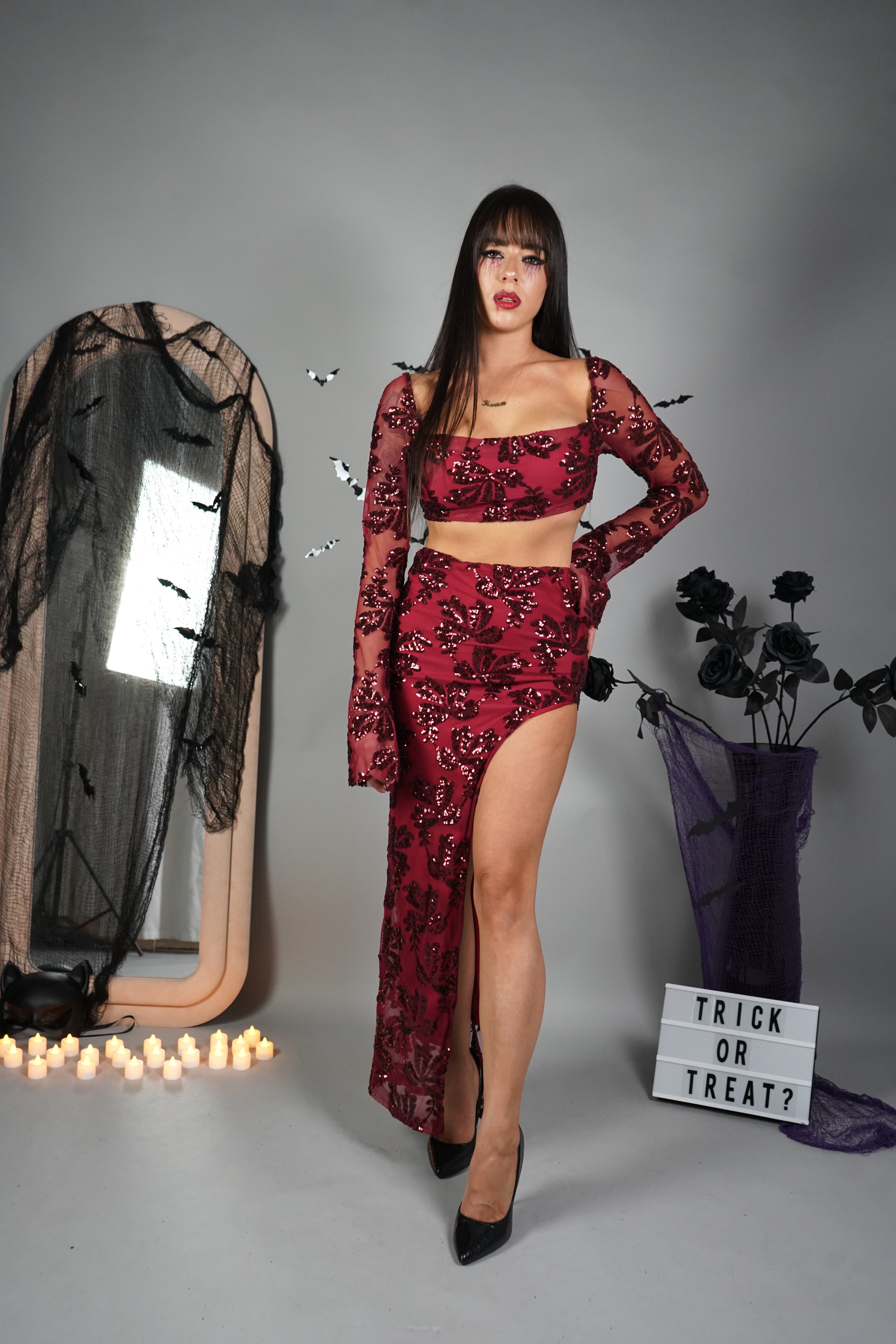 COORDINATO PAILLETTES LUNGO BORDEAUX