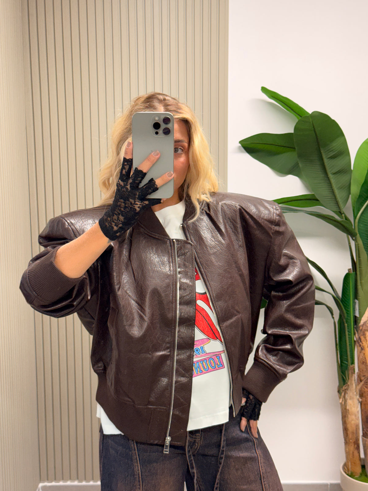 BOMBER CON SPALLINE MARRONE