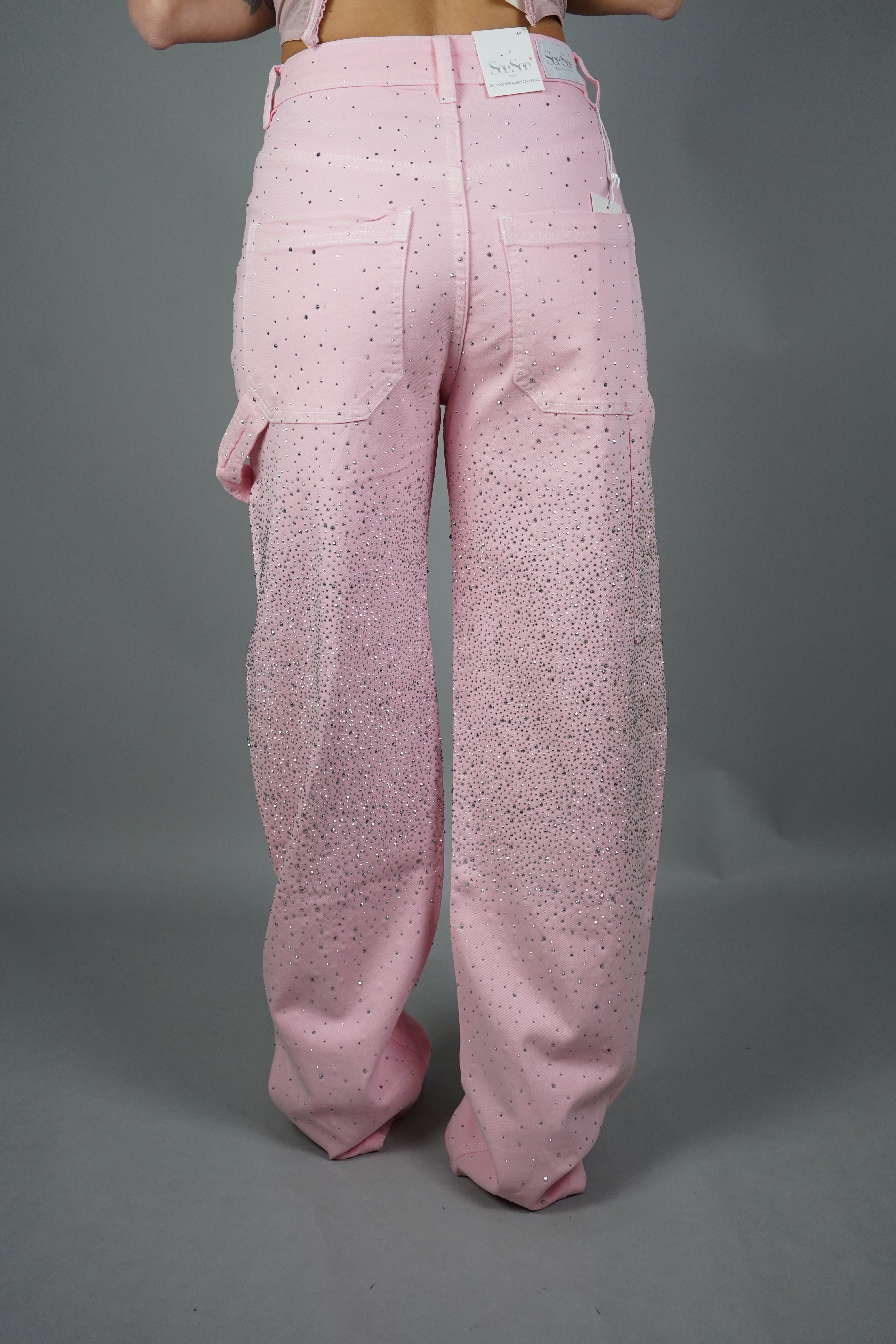JEANS CARPENTER STRASS ROSA