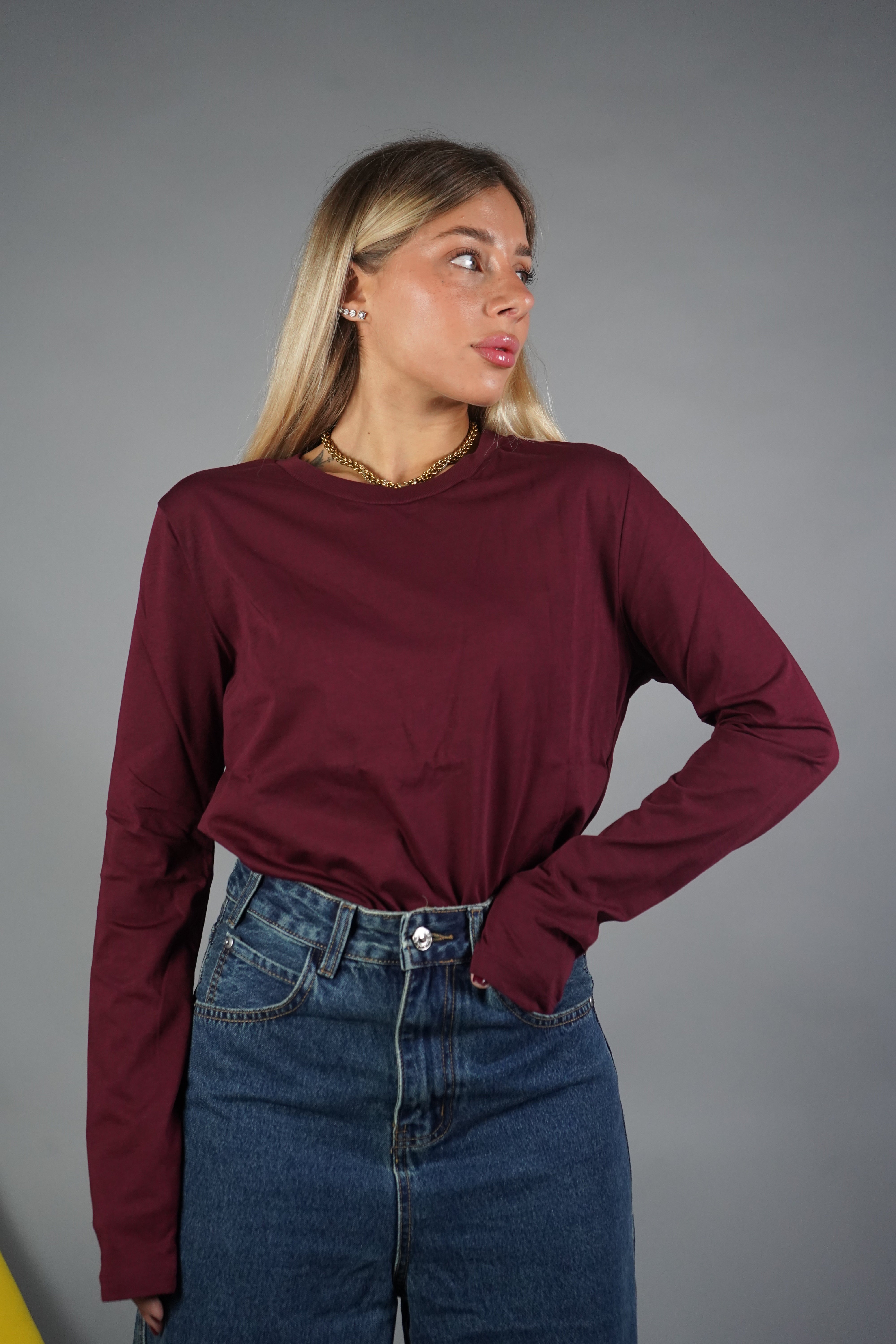 T-SHIRT MANICA LUNGA LUMINA BORDEAUX
