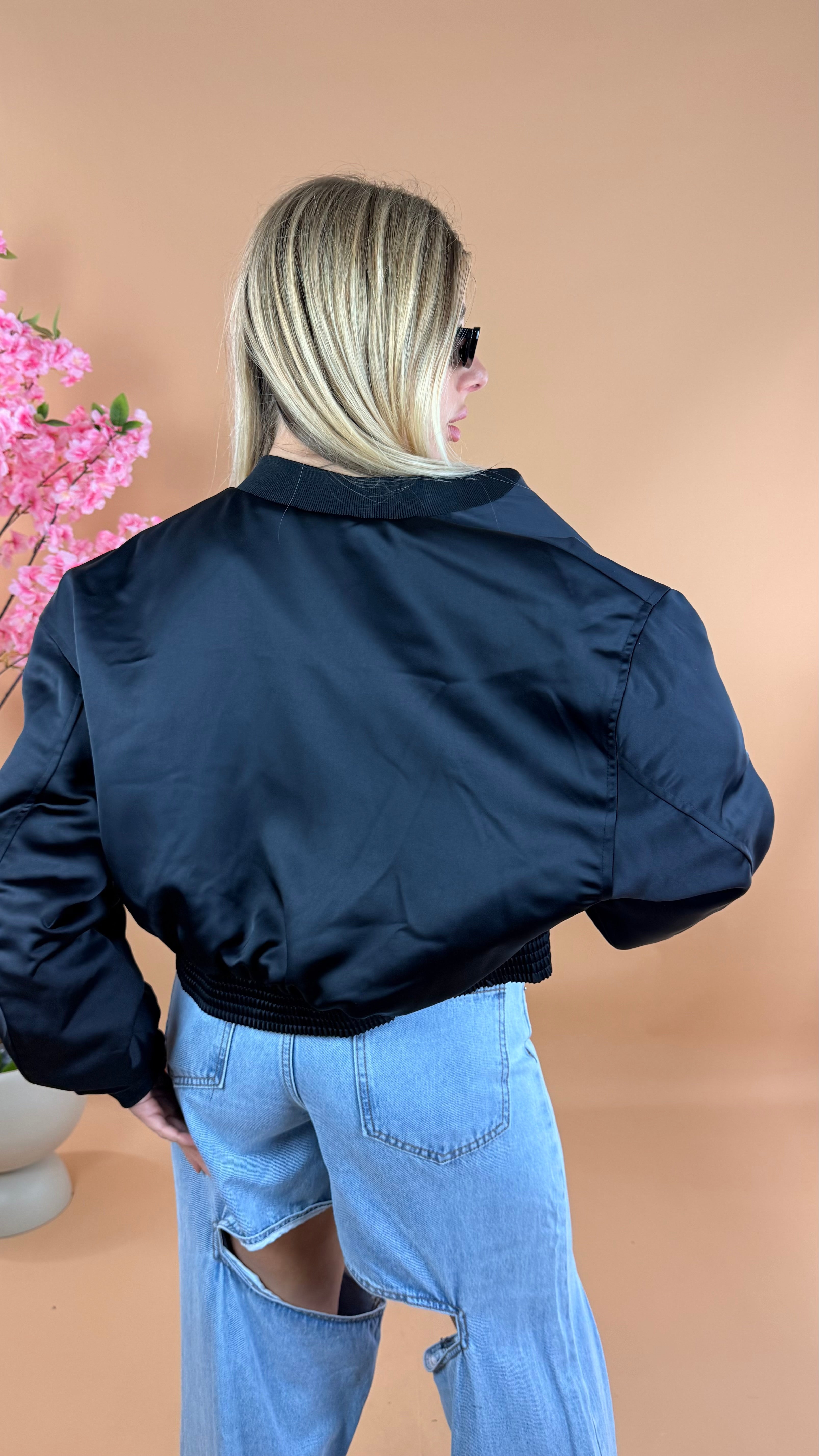 BOMBER RASO LUMINA NERO