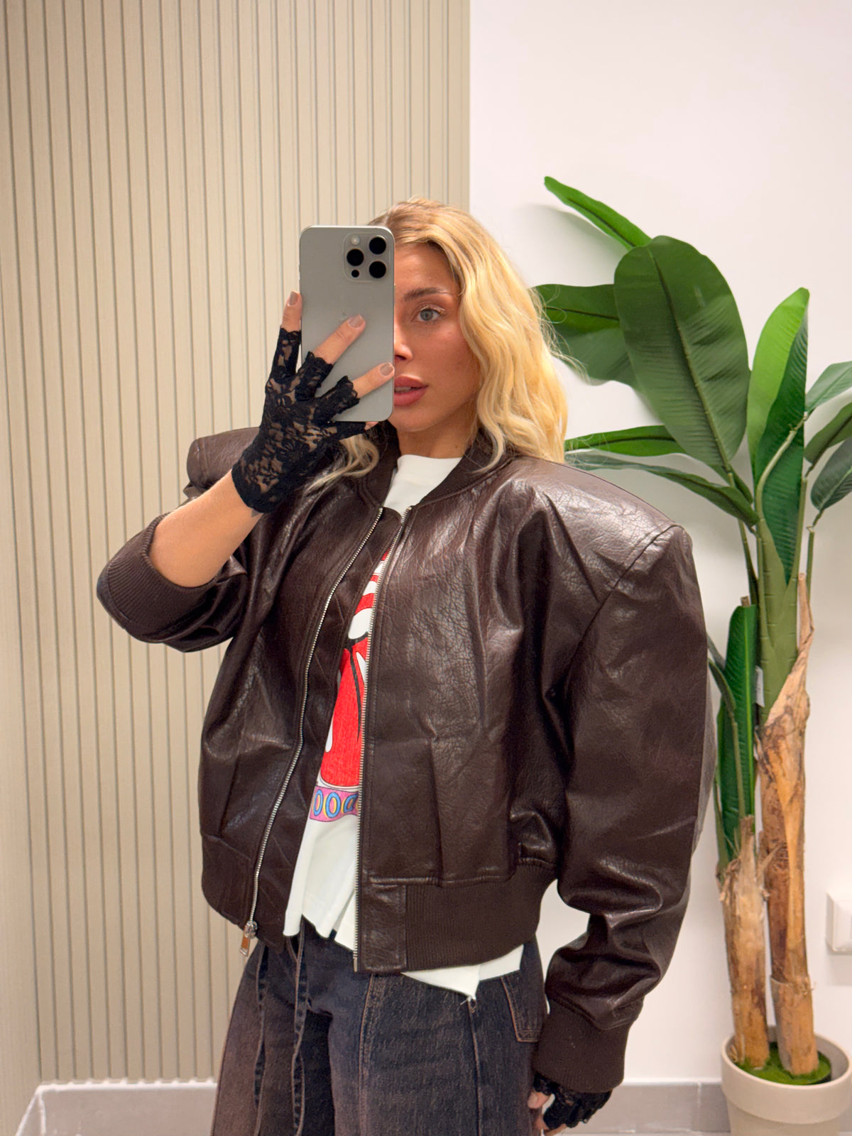 BOMBER CON SPALLINE MARRONE