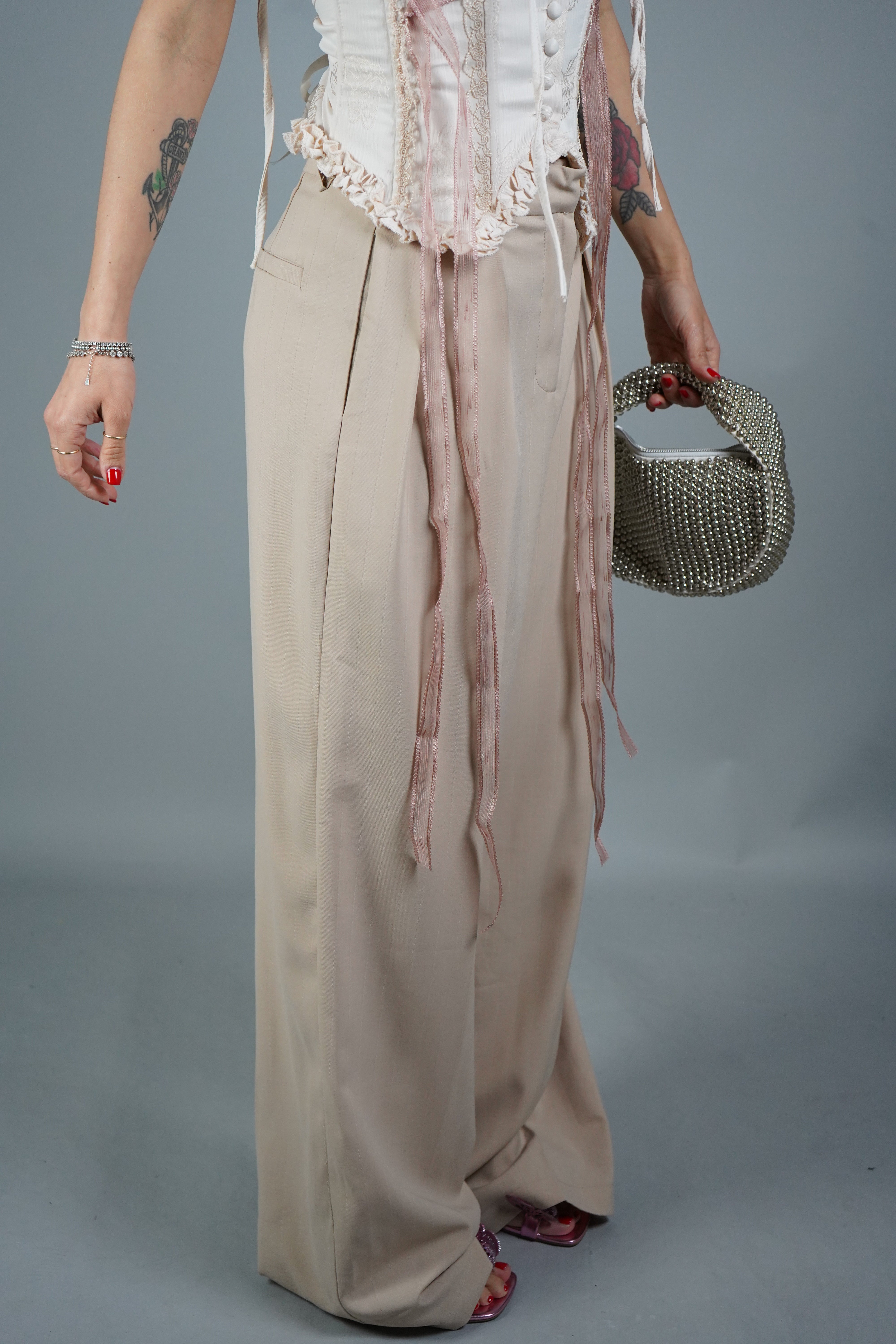 PANTALONE GESSATO BEIGE