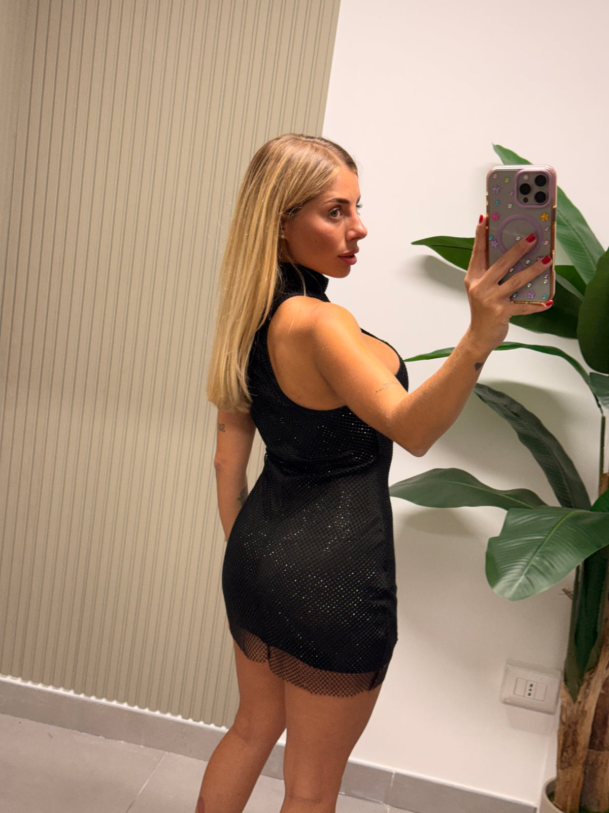 MINI DRESS STRASS NERO