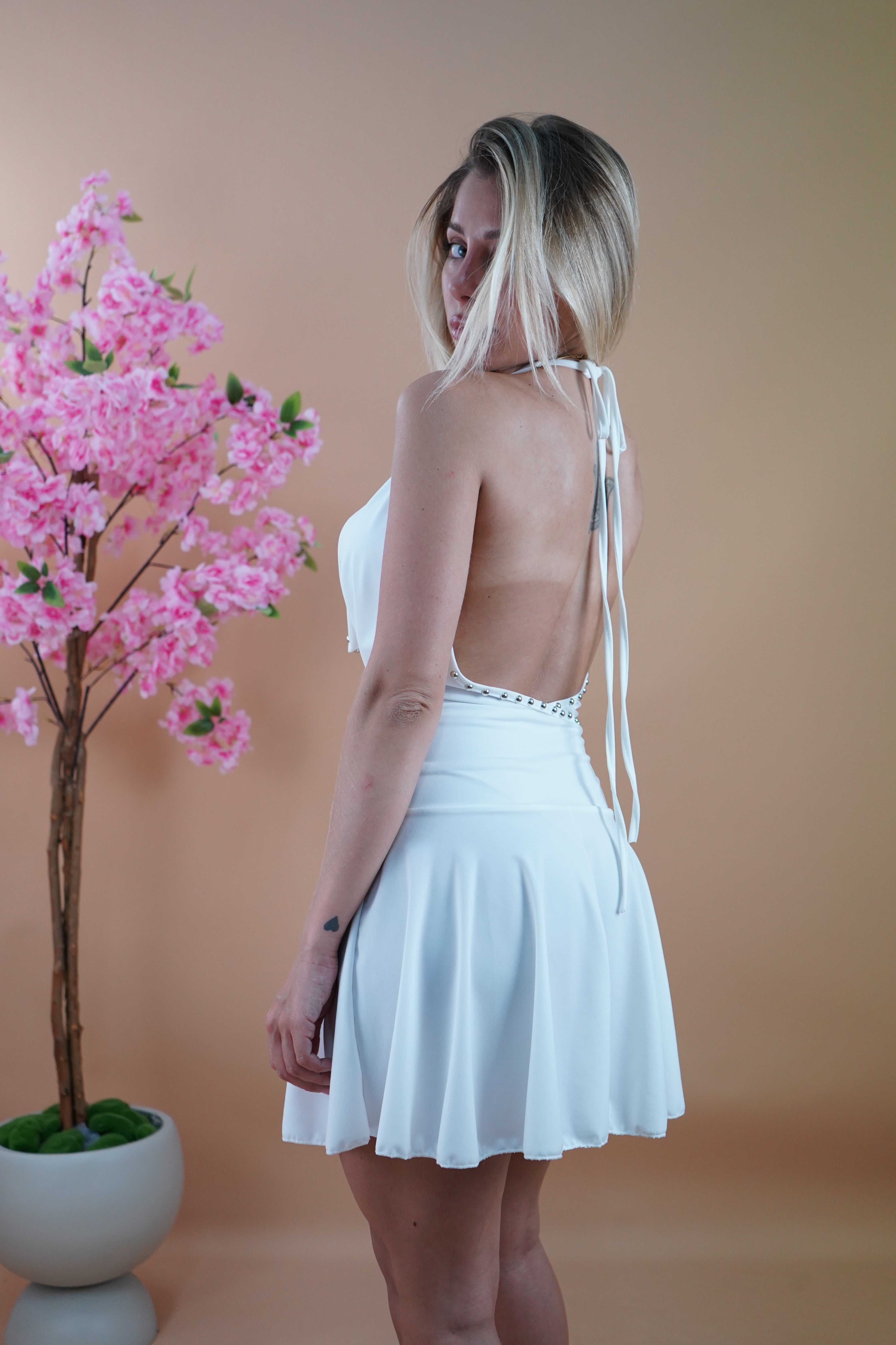 MINI DRESS BORCHIE BIANCO