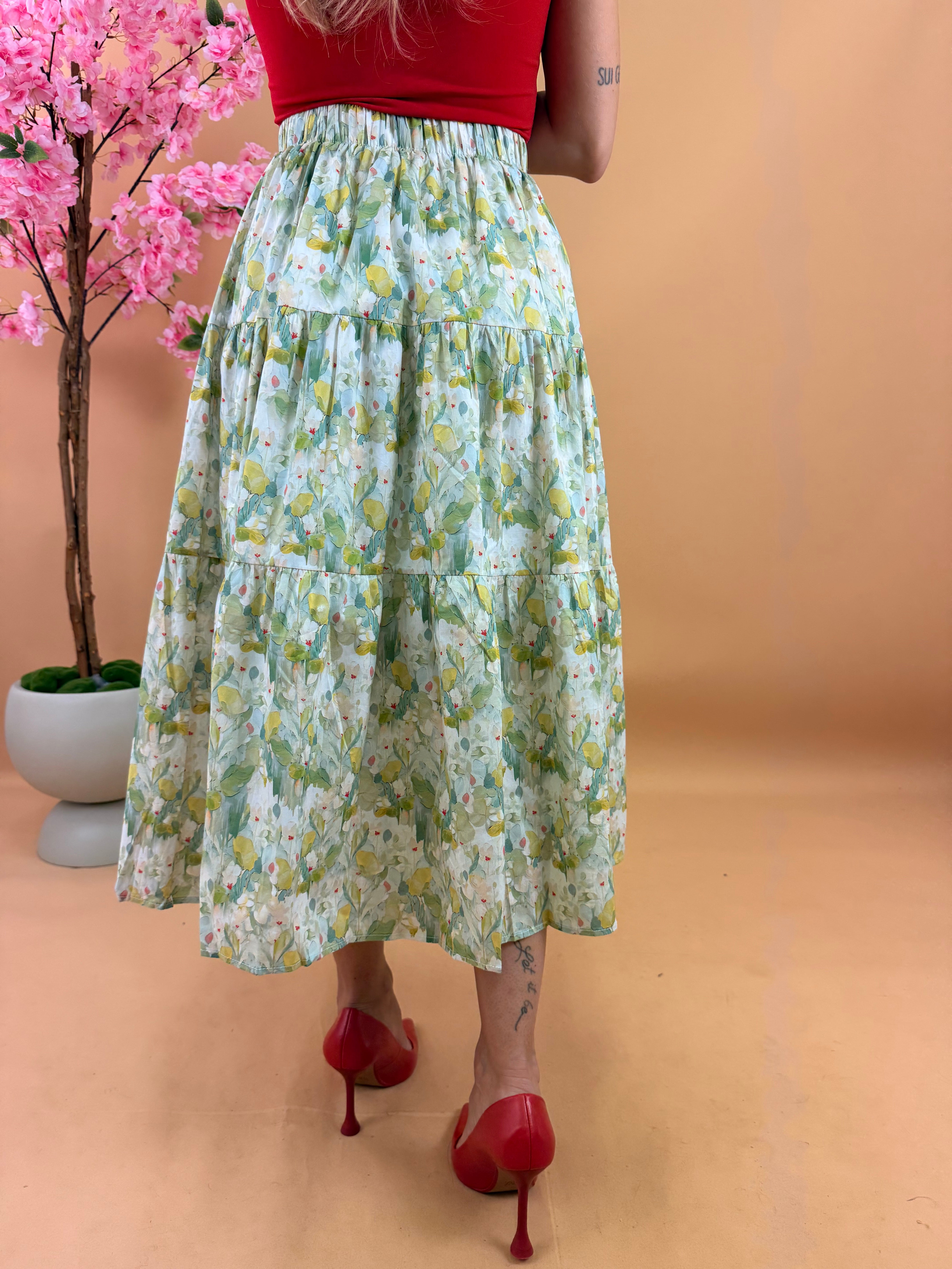 GONNA LUNGA FIORI VERDE