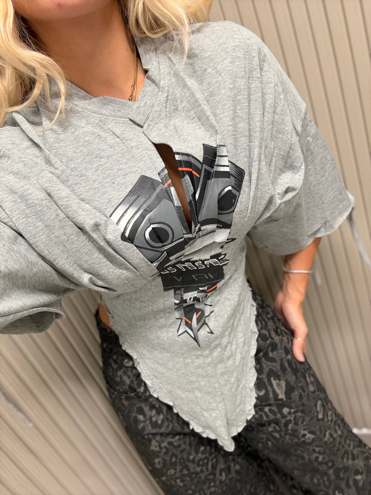T-SHIRT CORSETTO ROBOT GRIGIA