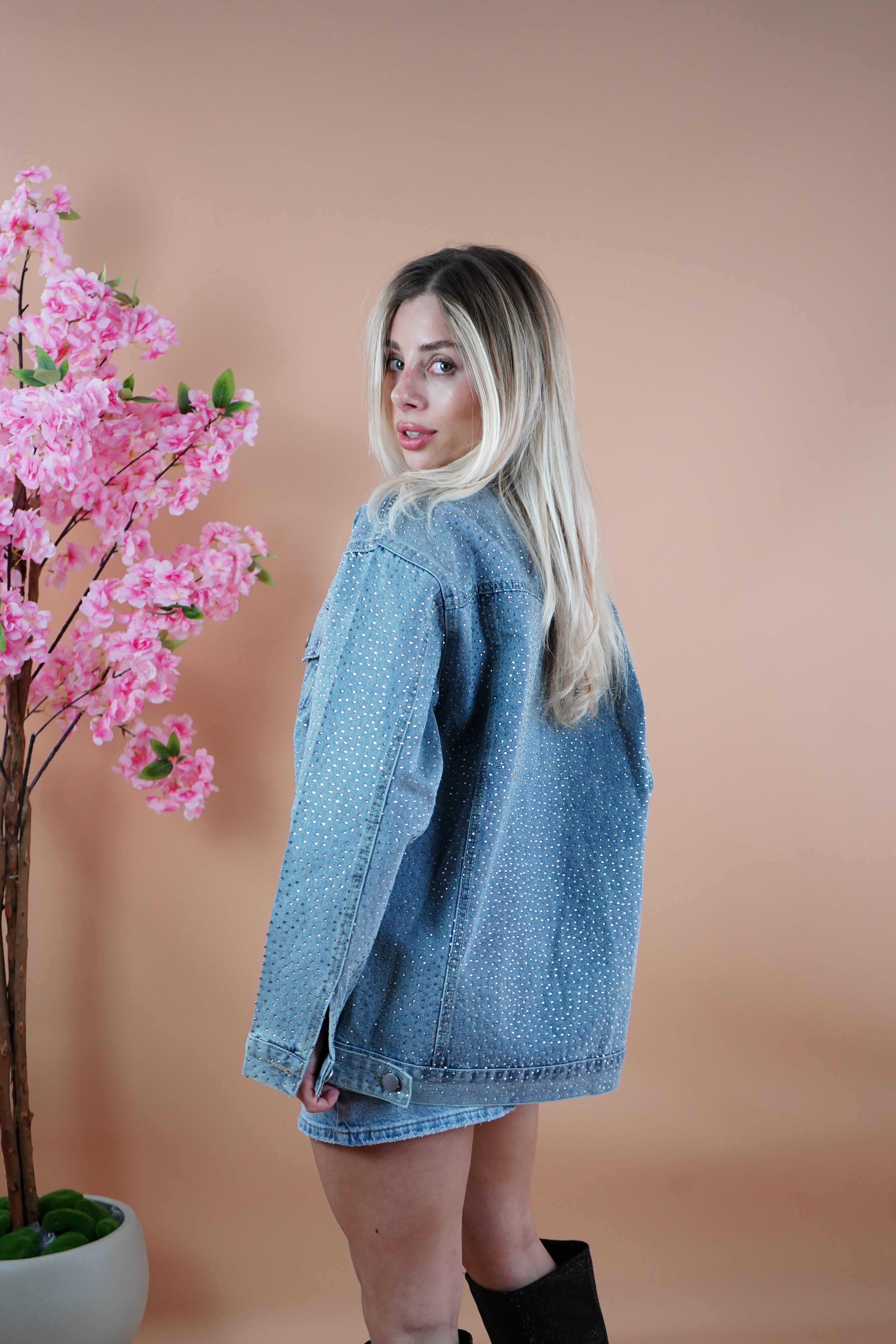 GIACCA DENIM CON STRASS