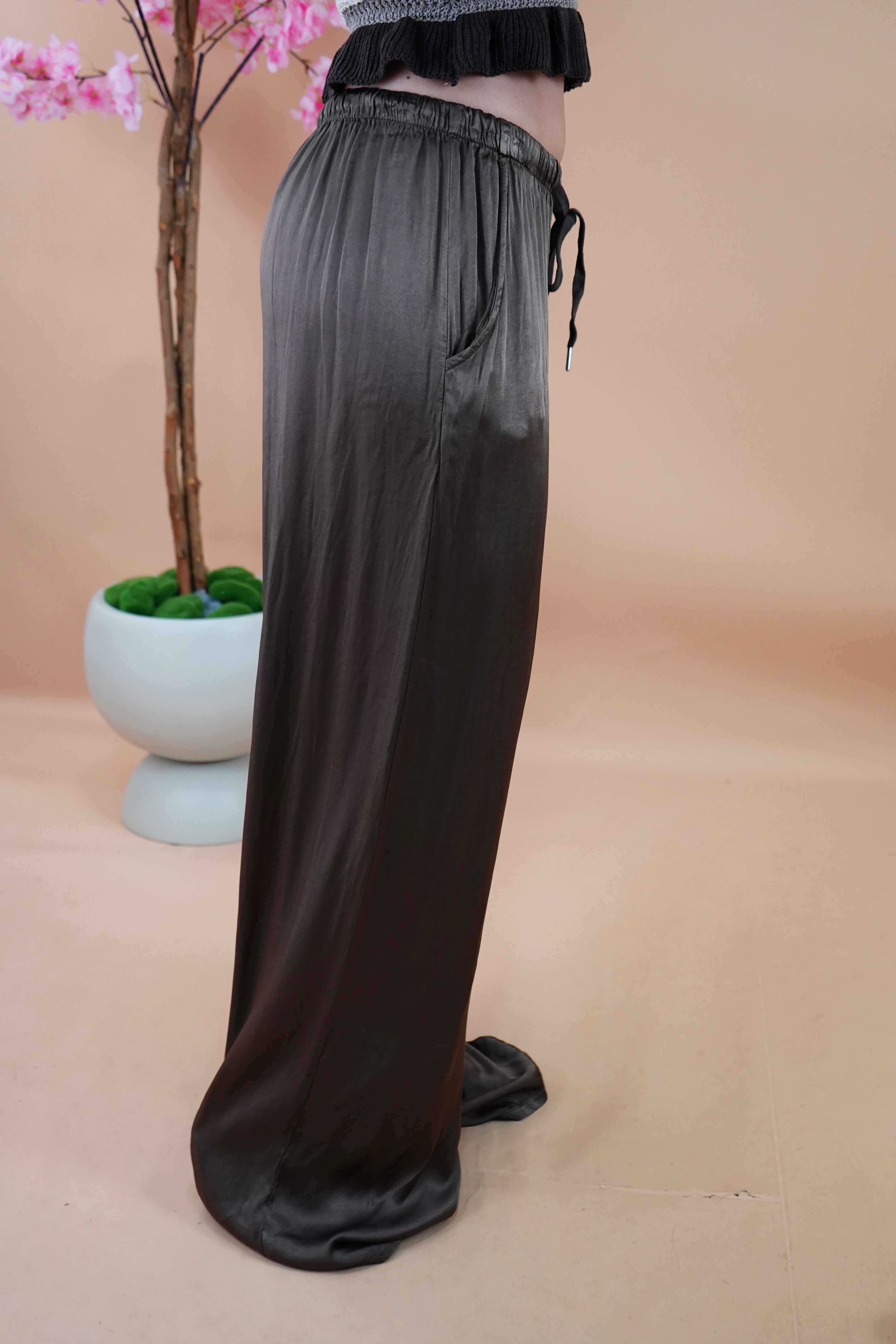 PANTALONE SATIN MARRONE
