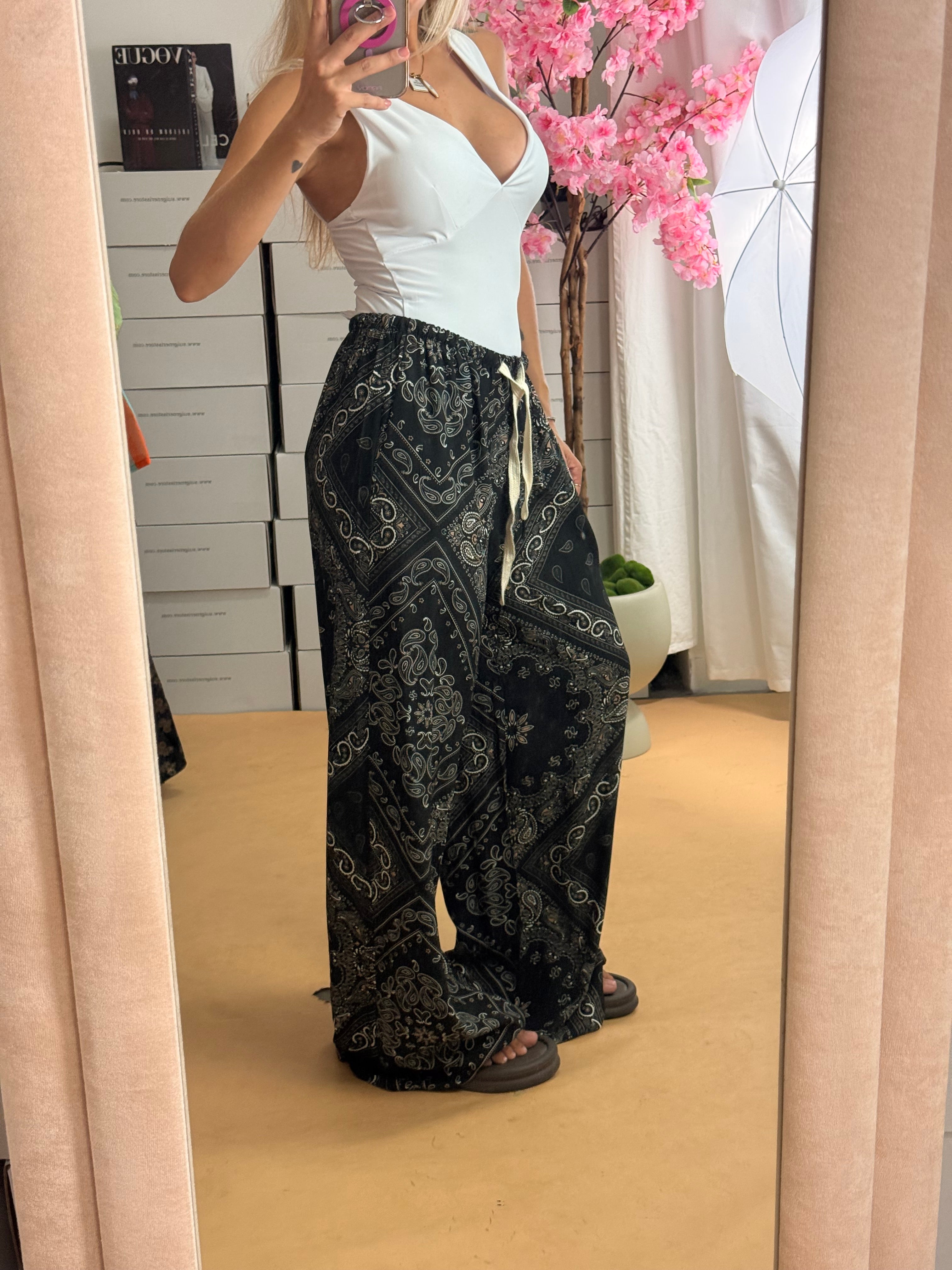 PANTALONE BANDANA NERO