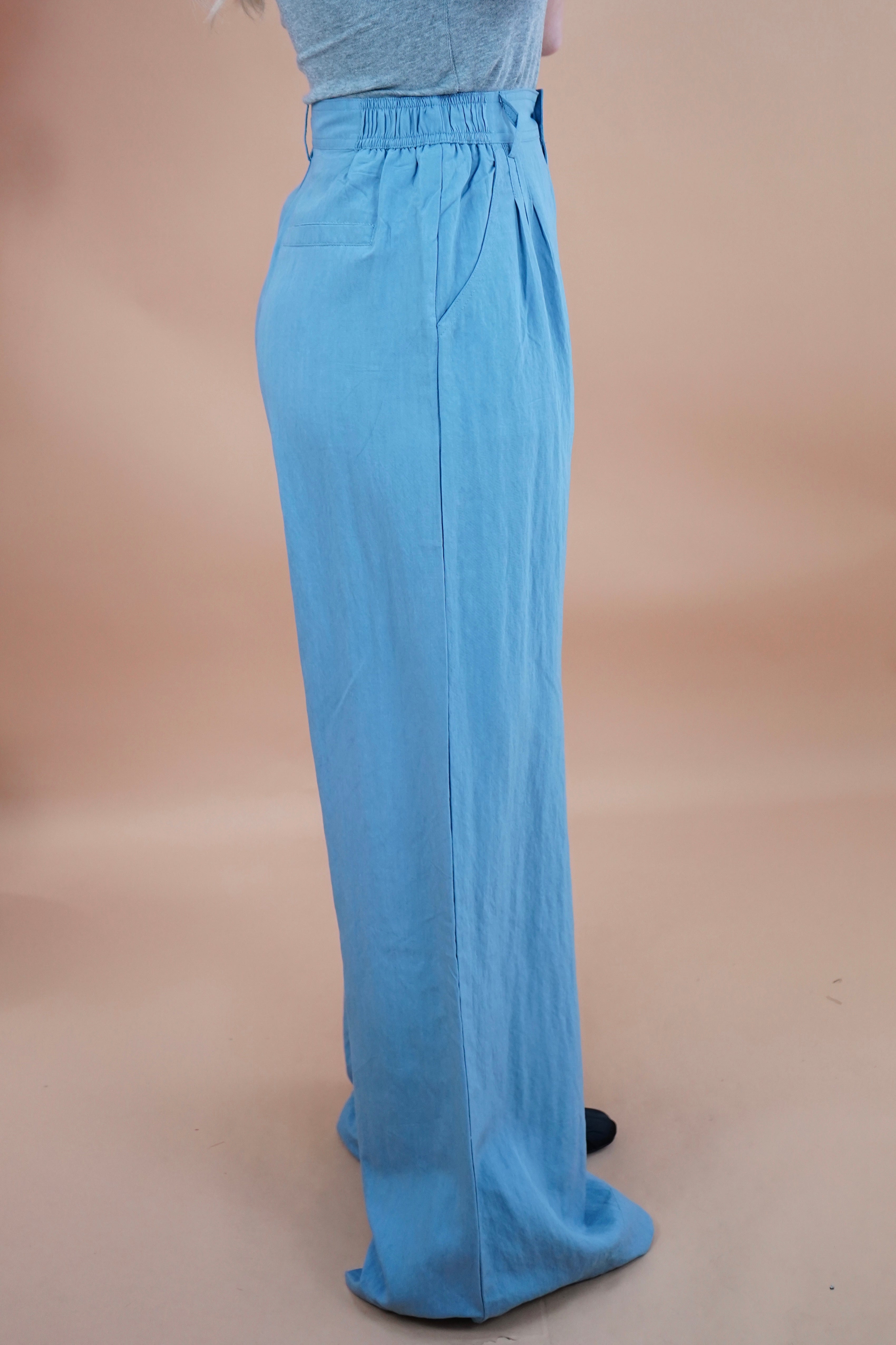 PANTALONE MORBIDO AZZURRO