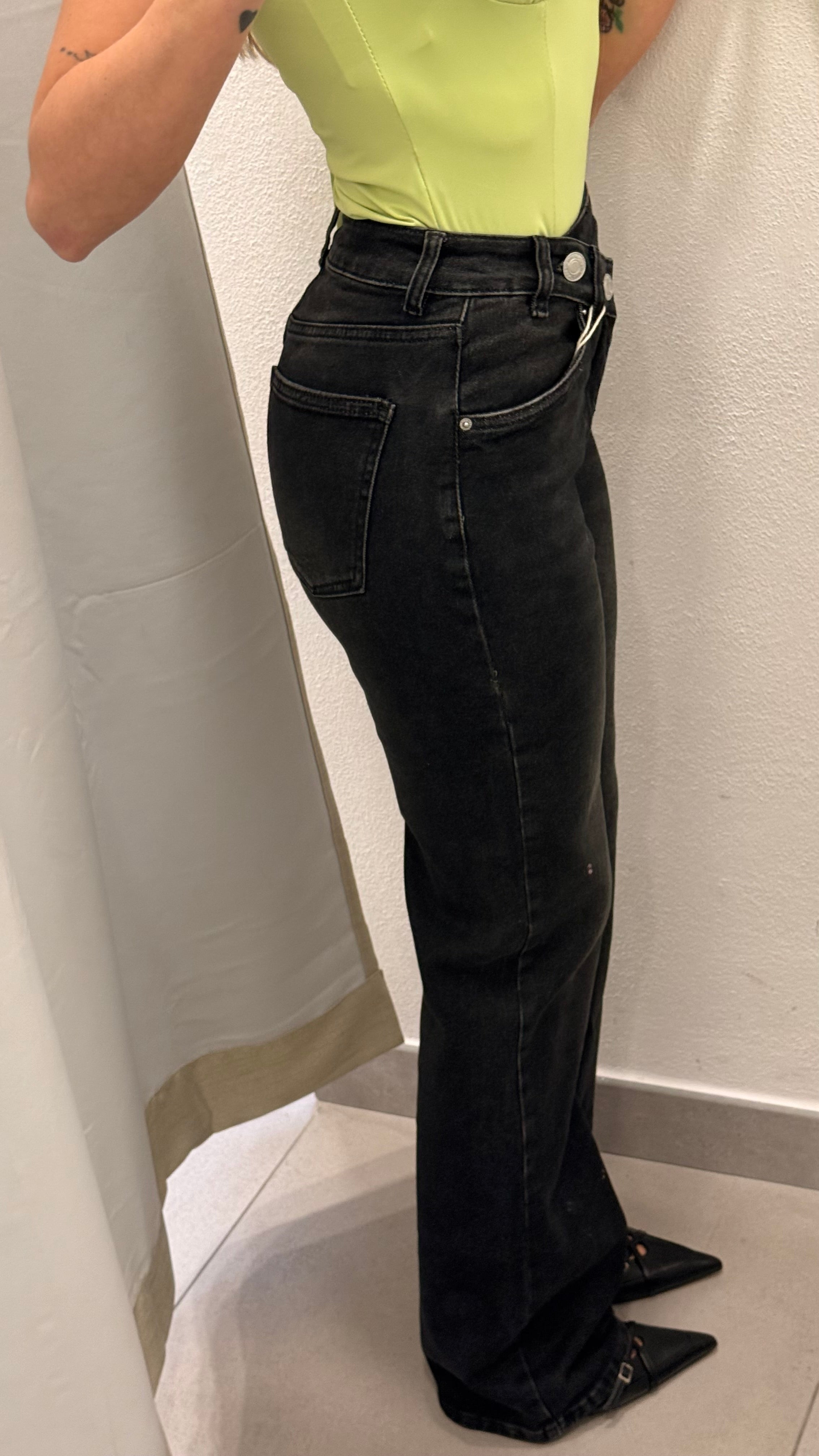 JEANS BOTTNE TRASVERSALE DENIM NERO
