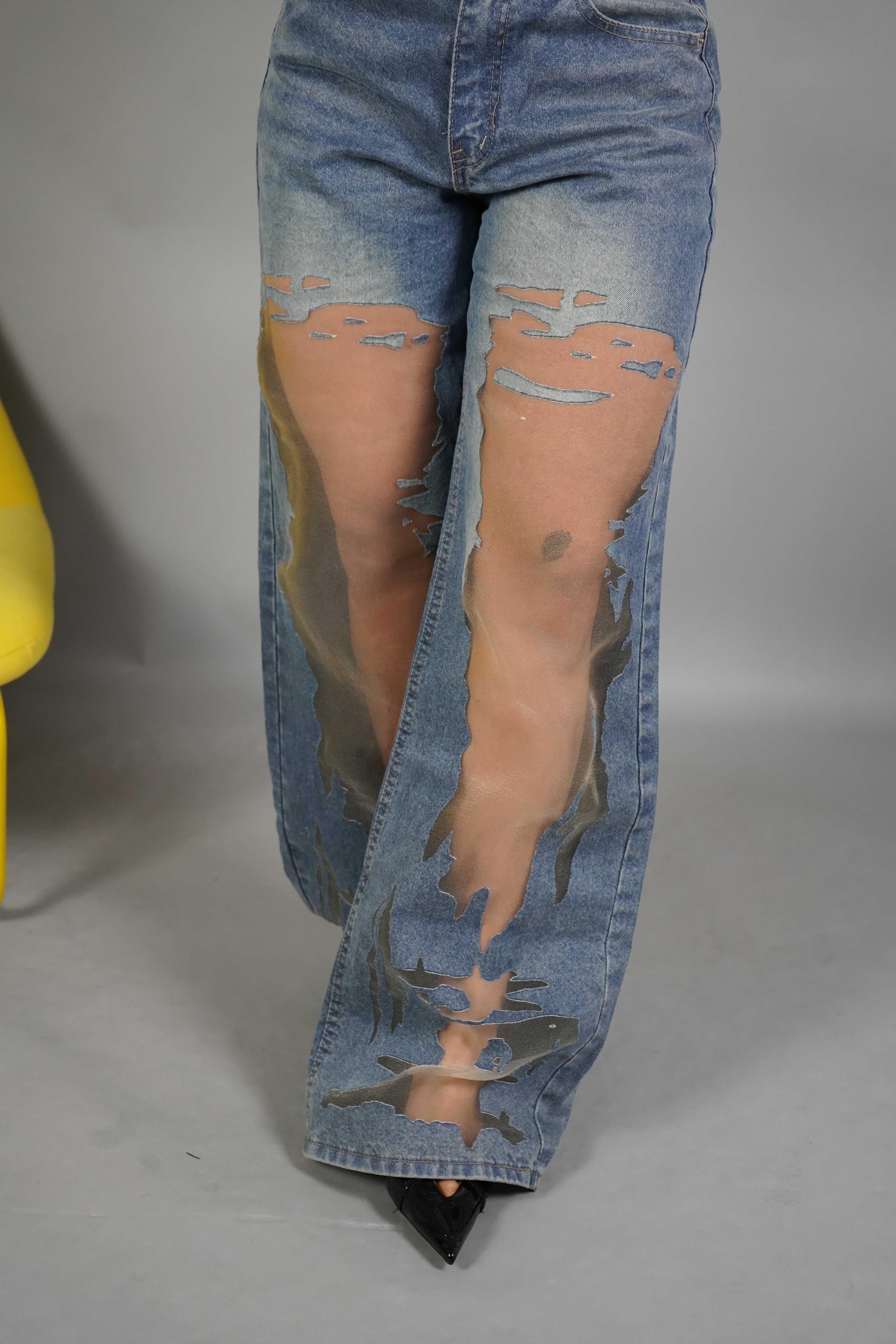 JEANS WIDE LEG TRASPARENZE