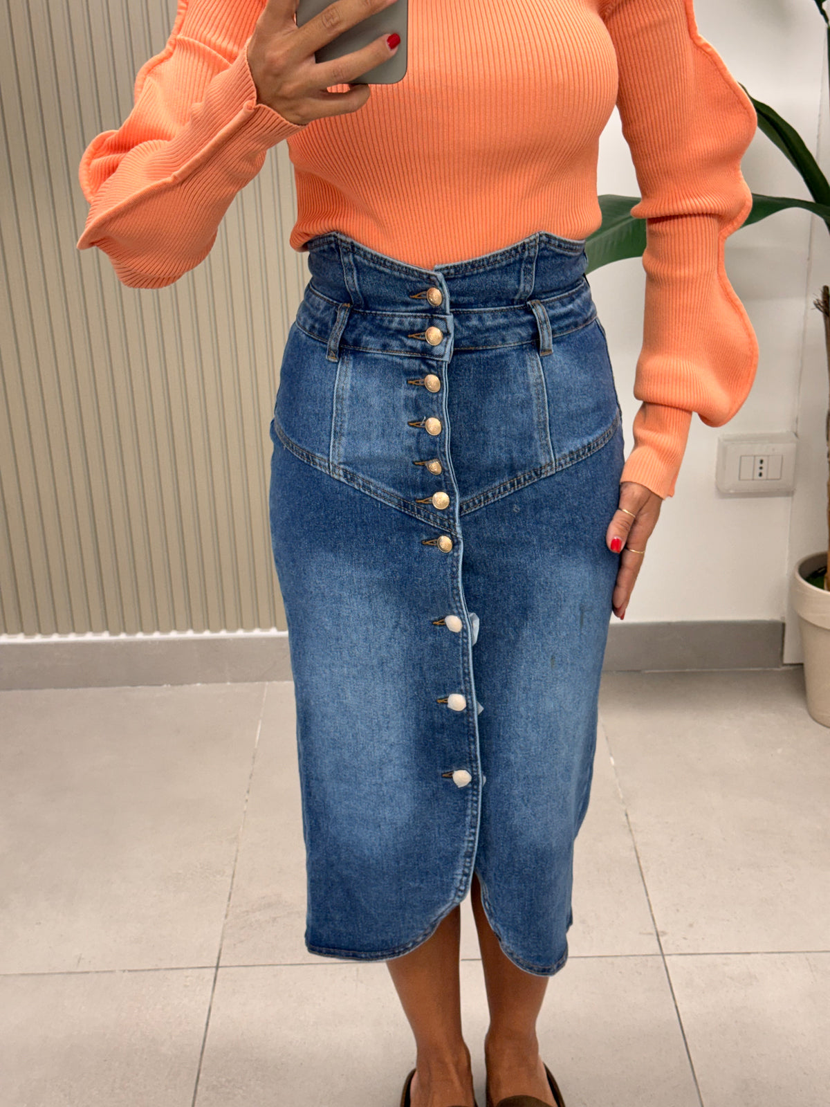 GONNA LONGUETTE DENIM CHIARO