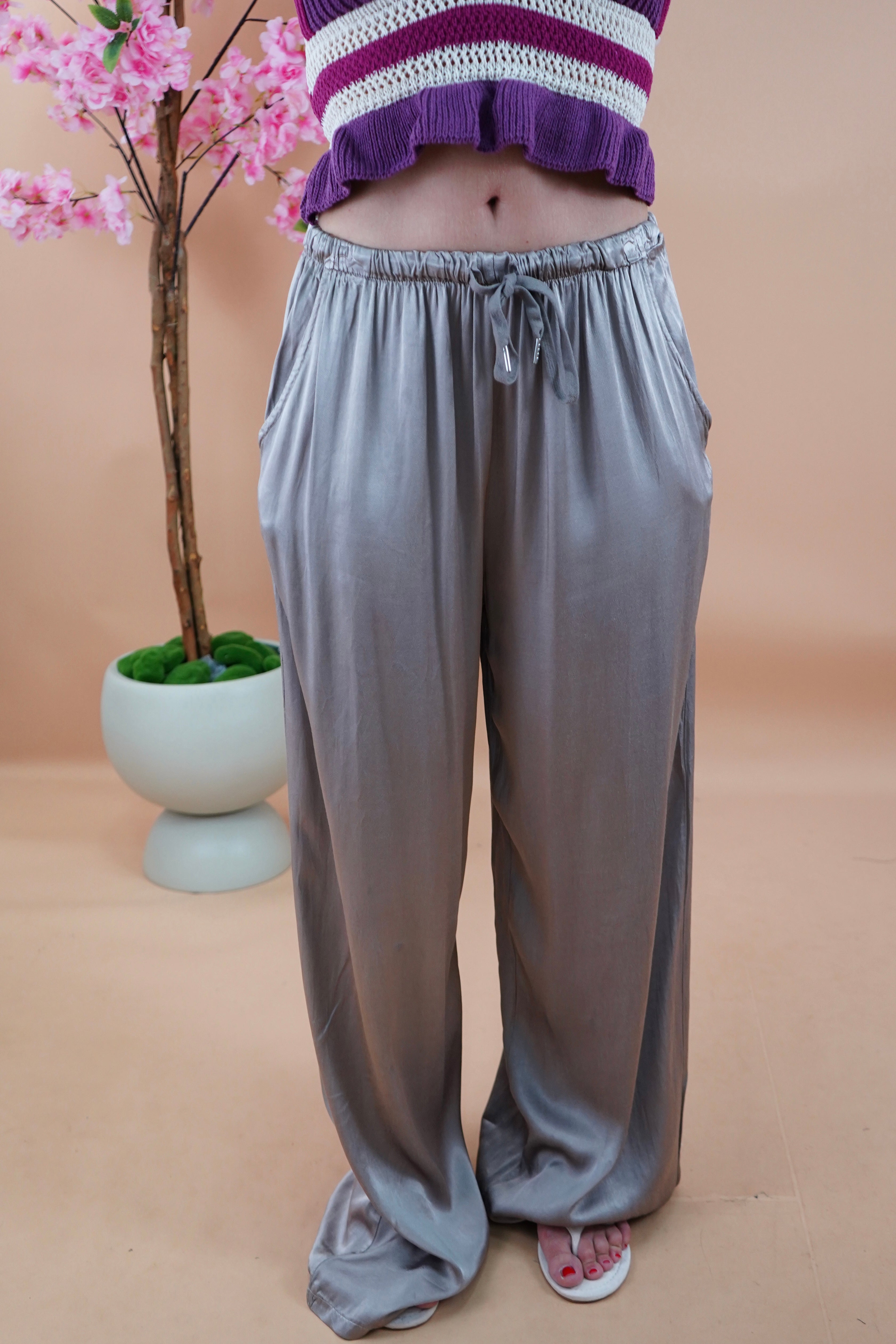 PANTALONE SATIN FANGO