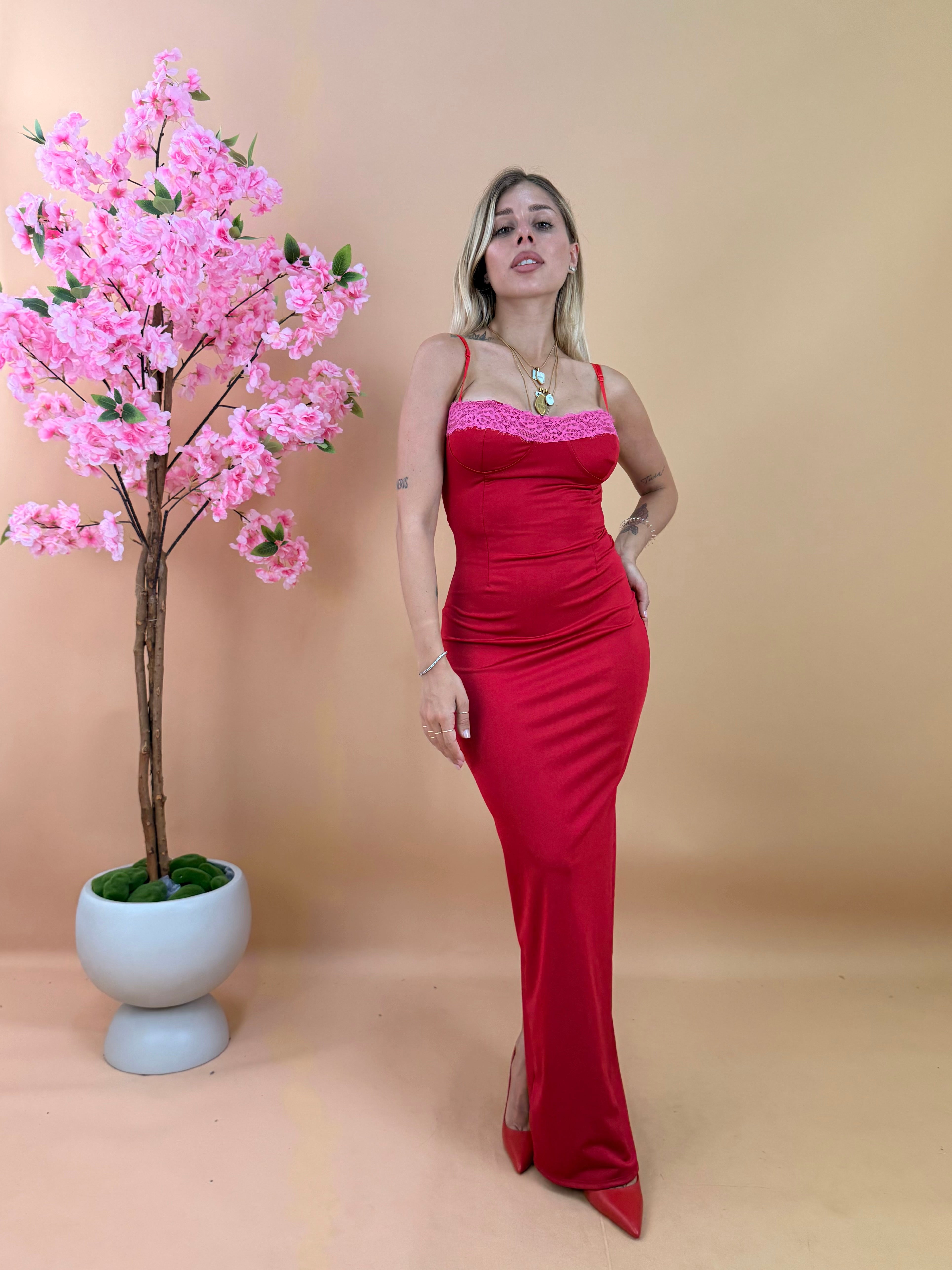 LONG DRESS BODRUM ROSSO