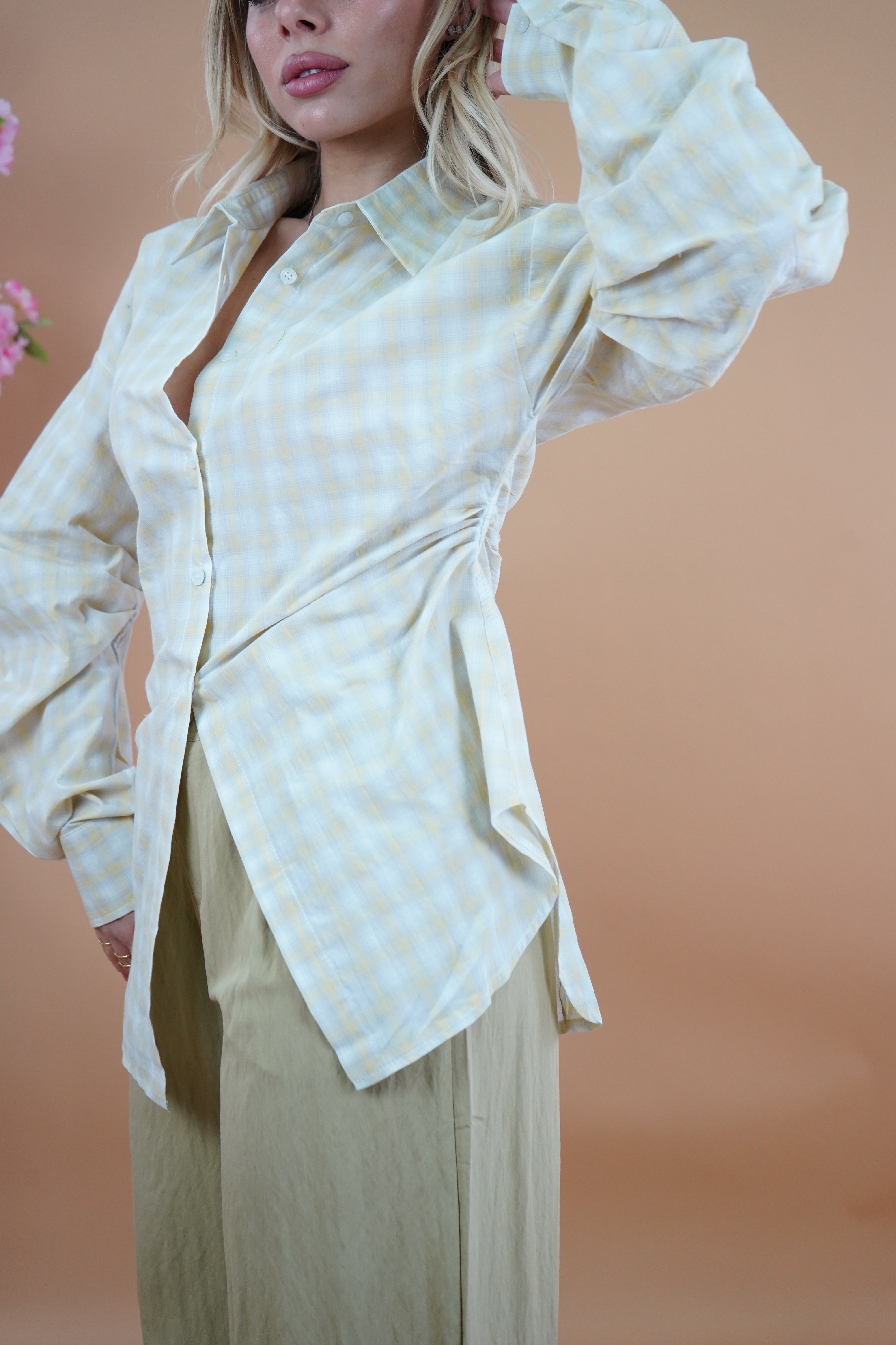 CAMICIA PUNTO VITA QUADRI GIALLA