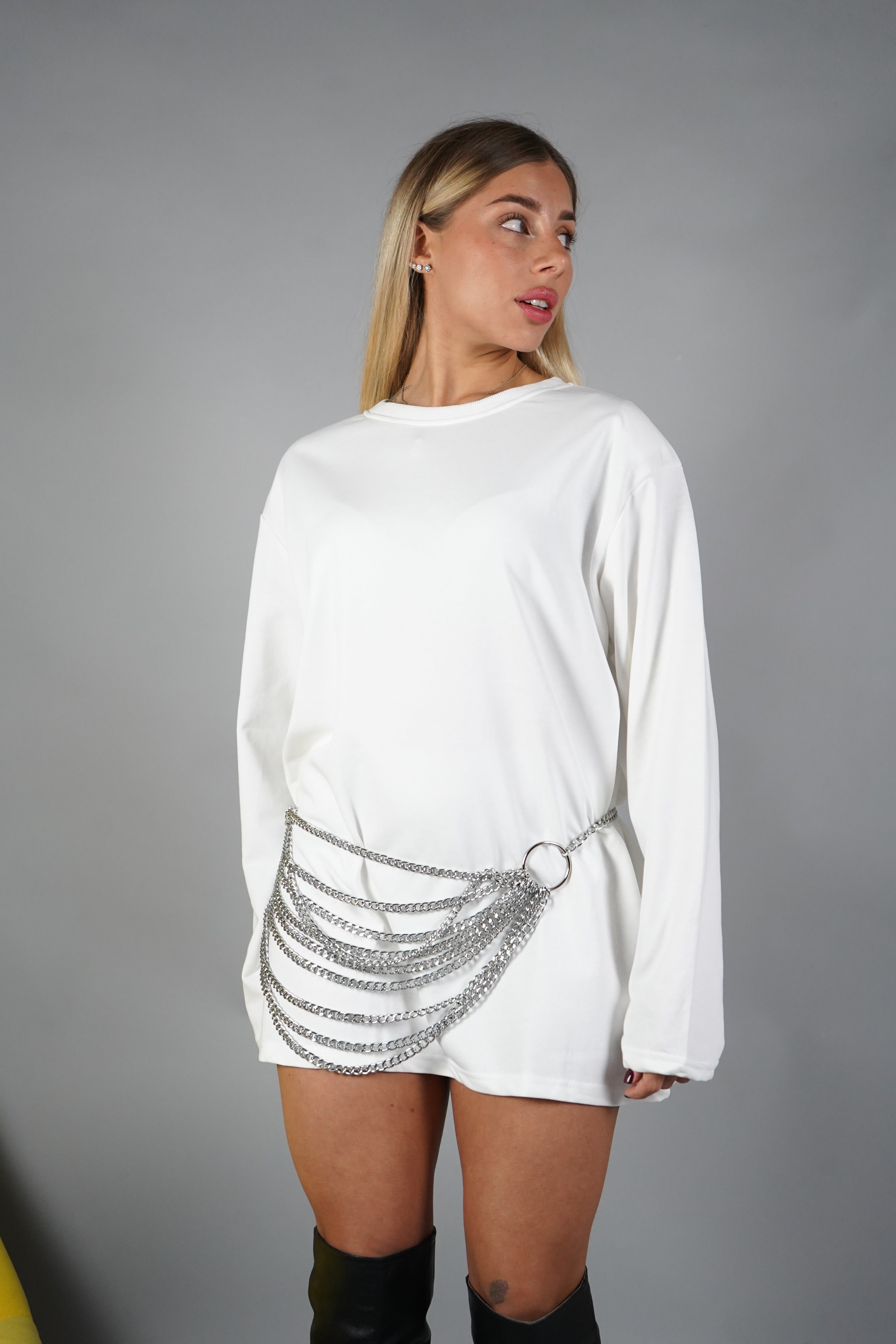 FELPA LEGGERA OVERSIZE BIANCA