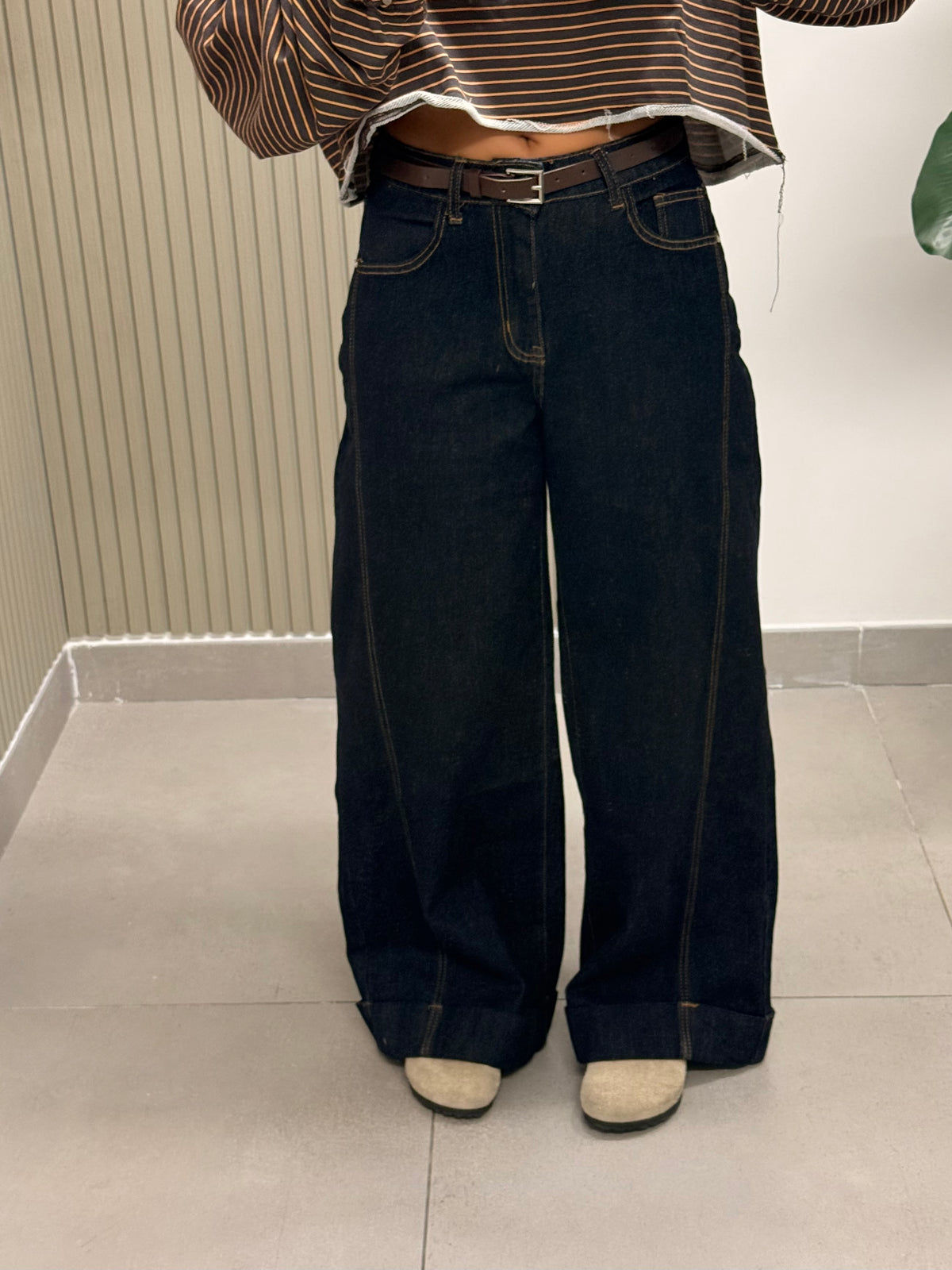 JEANS WIDE LEG DENIM SCURO
