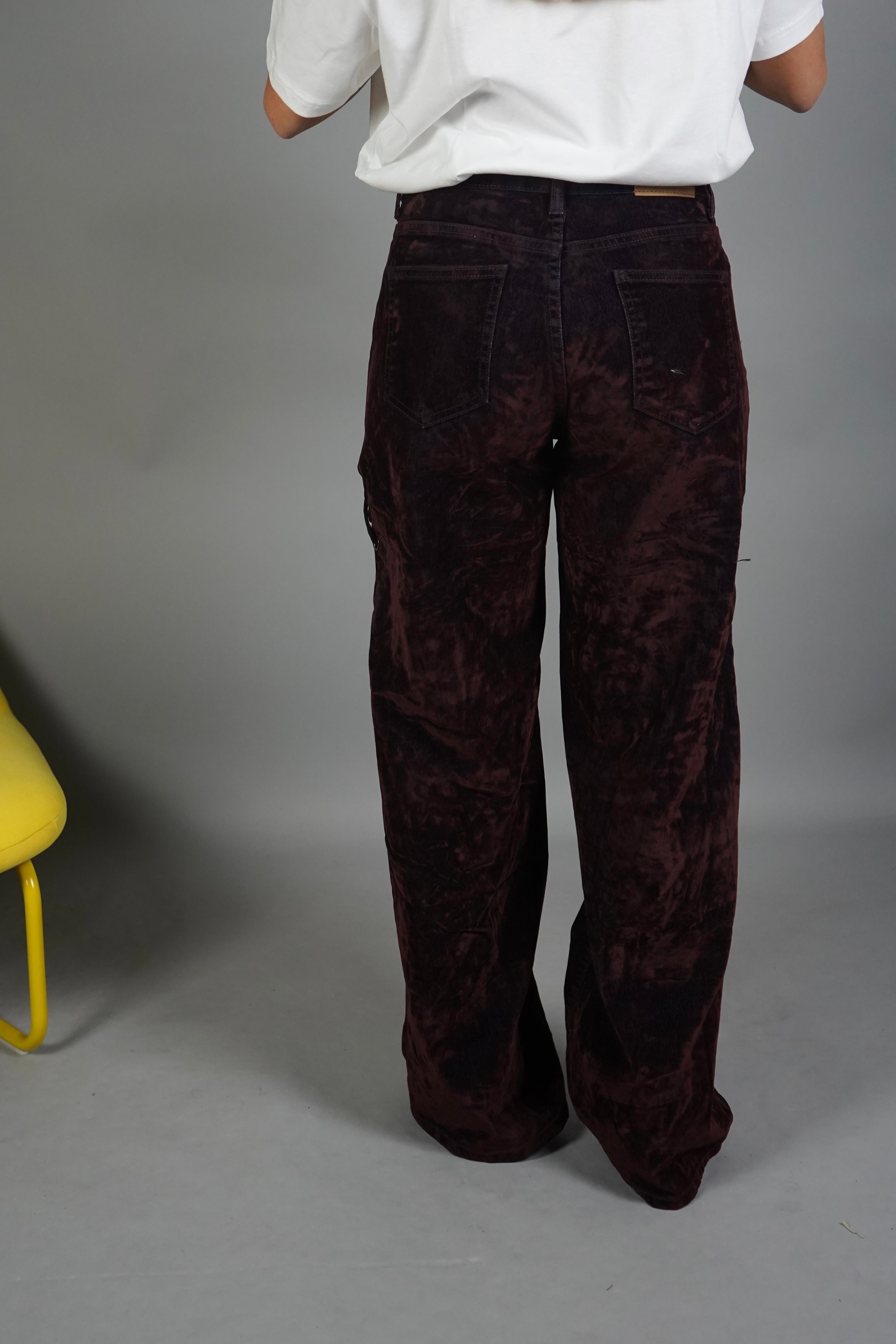 JEANS STRINGHE VELLUTO BORDEAUX