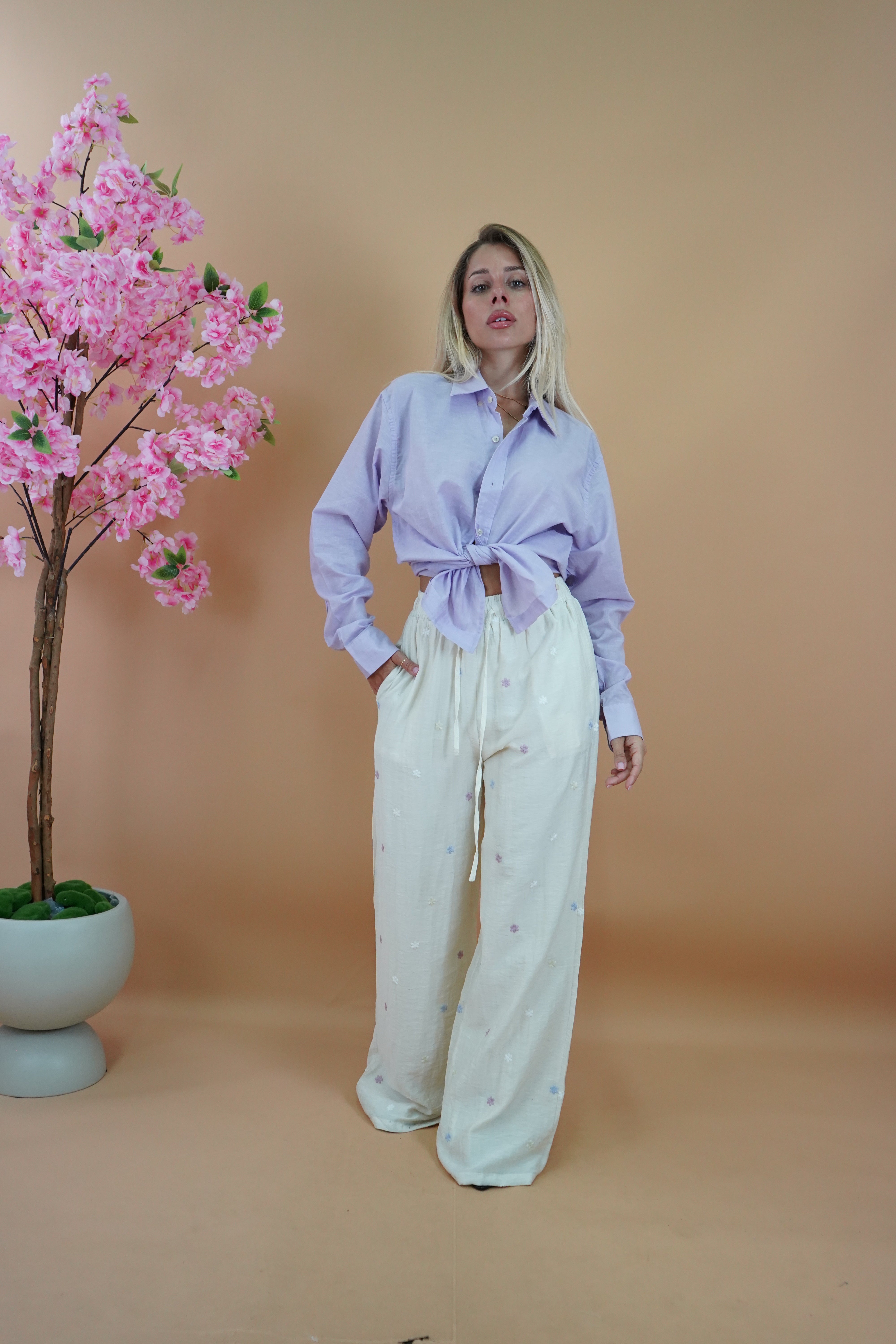 CAMICIA IN LINO PREMIUM LILLA