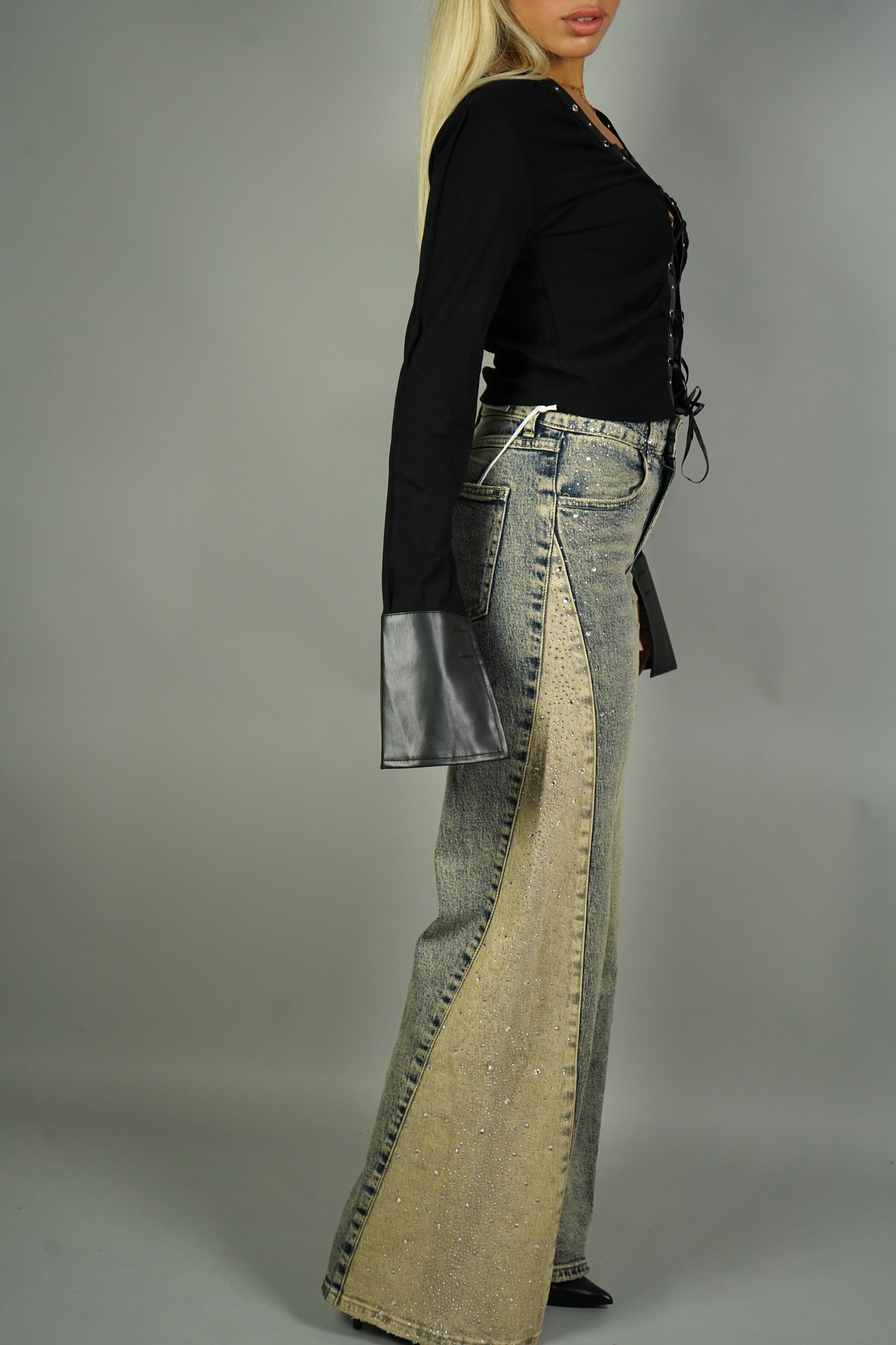 JEANS BICOLOR STRASS