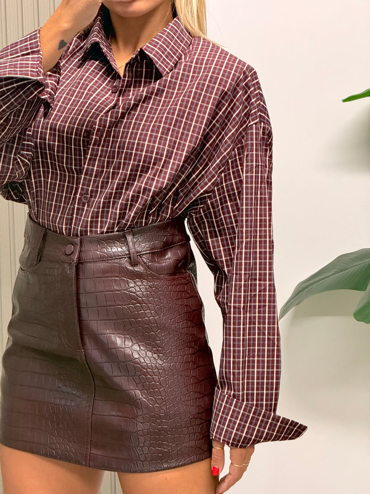 CAMICIA QUADRI BORDEAUX