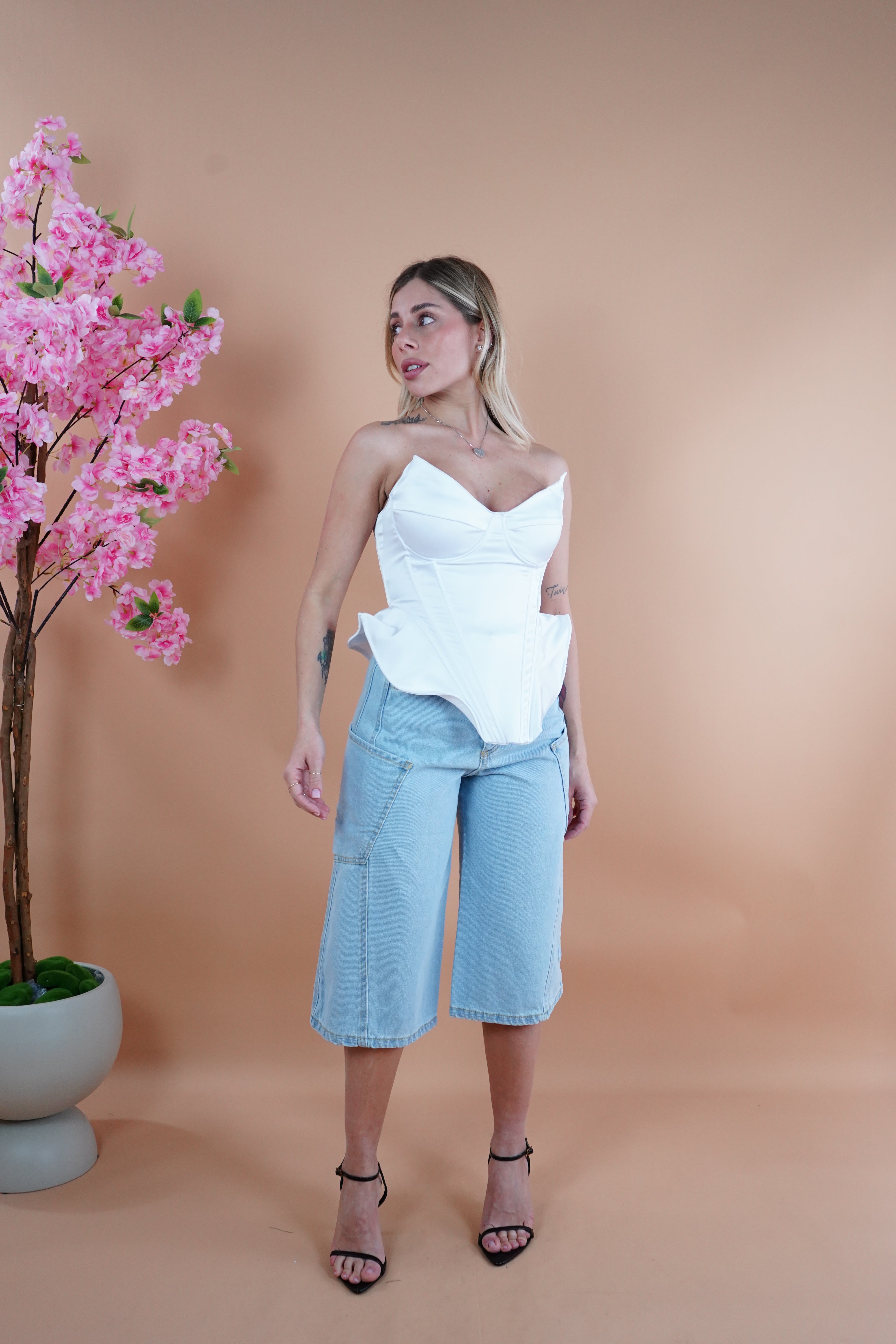 BUSTINO MAGDA BIANCO SATIN