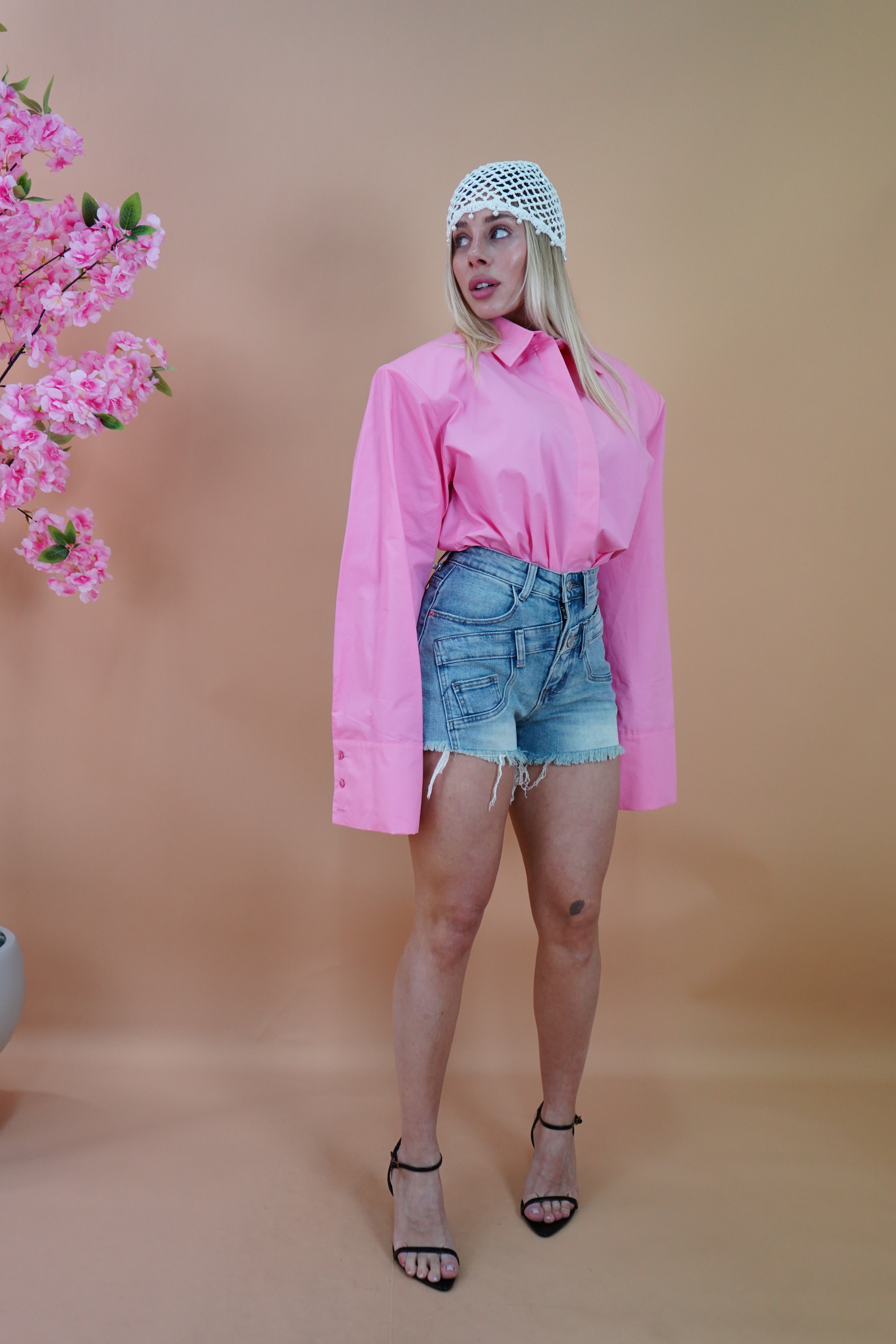 MAXI CAMICIA CON SPALLINA GILDA ROSA