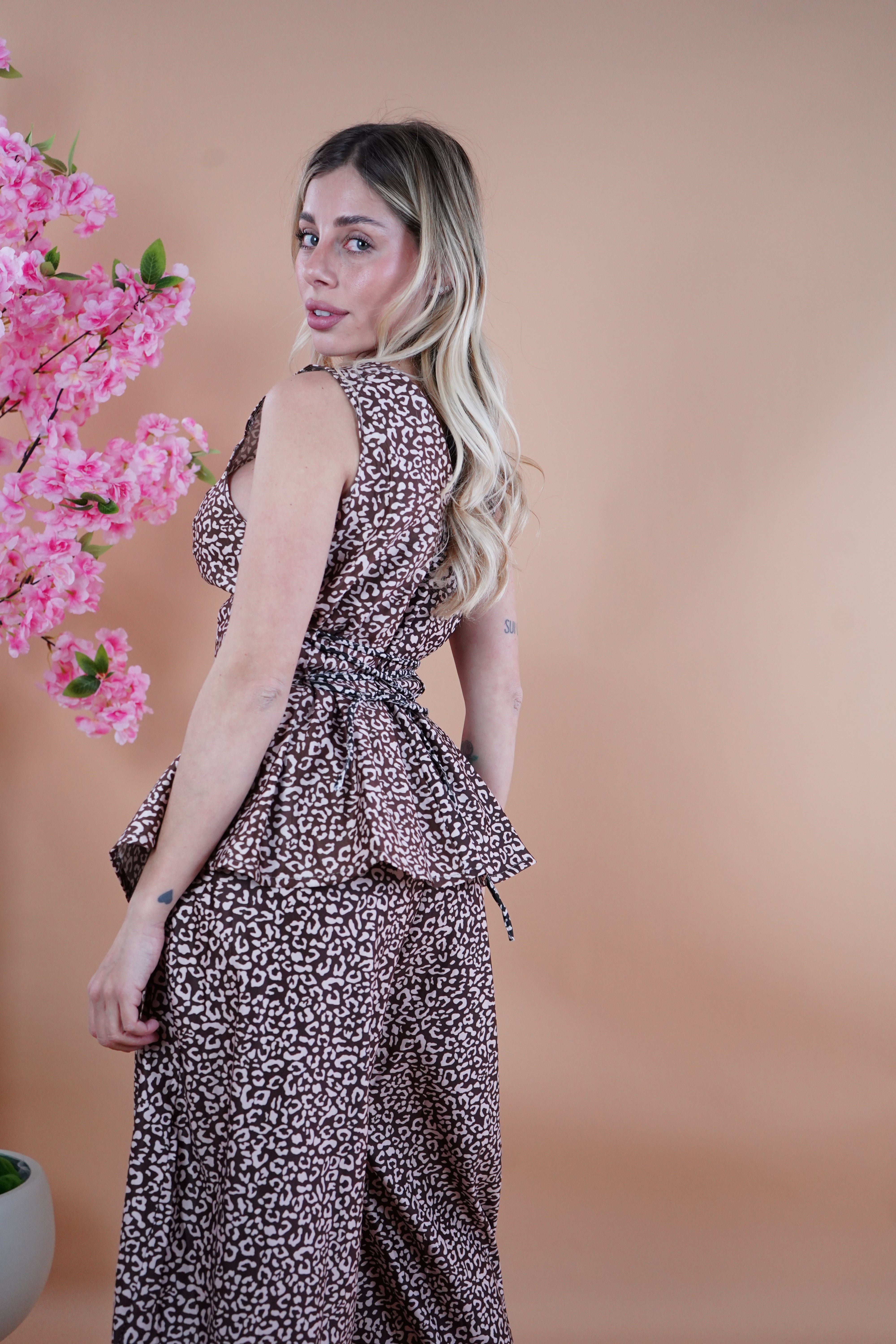 COORDINATO BALLON ANIMALIER MARRONE