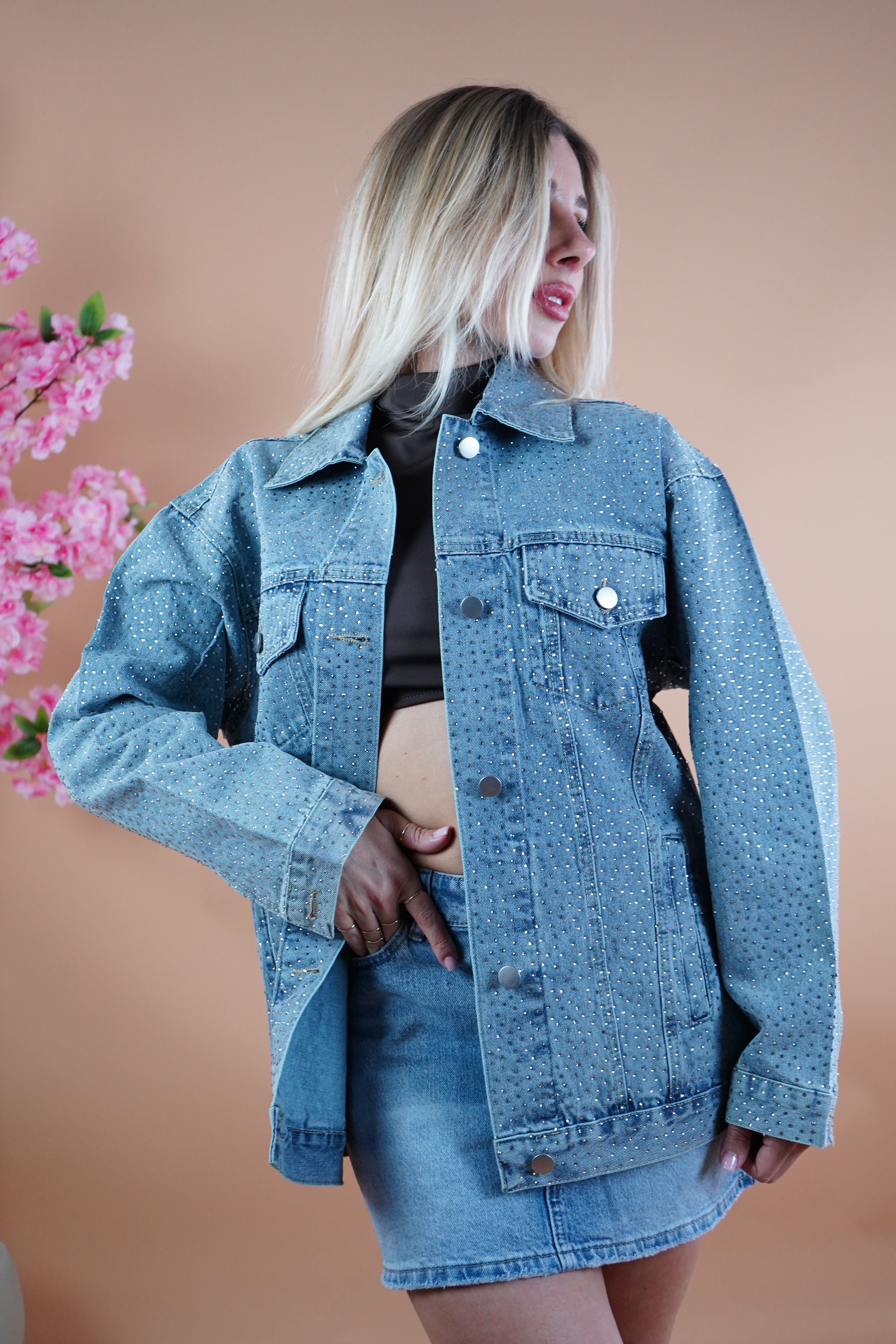 GIACCA DENIM CON STRASS