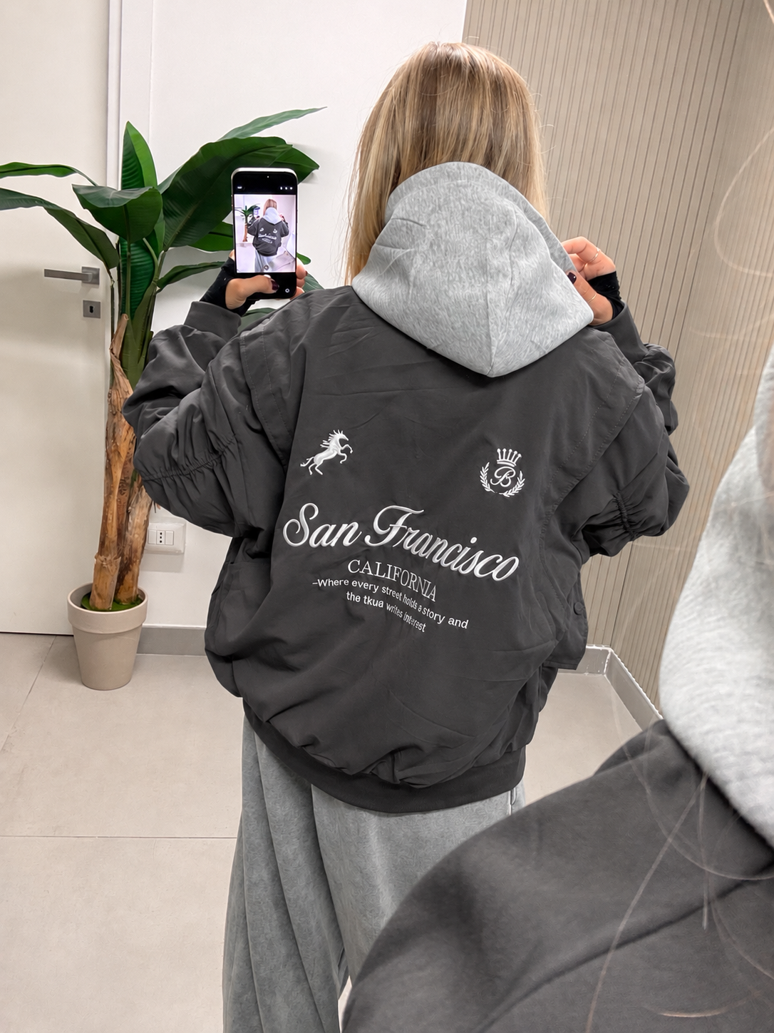 BOMBER CON FELPA SAN FRANCISCO GRIGIO SCURO