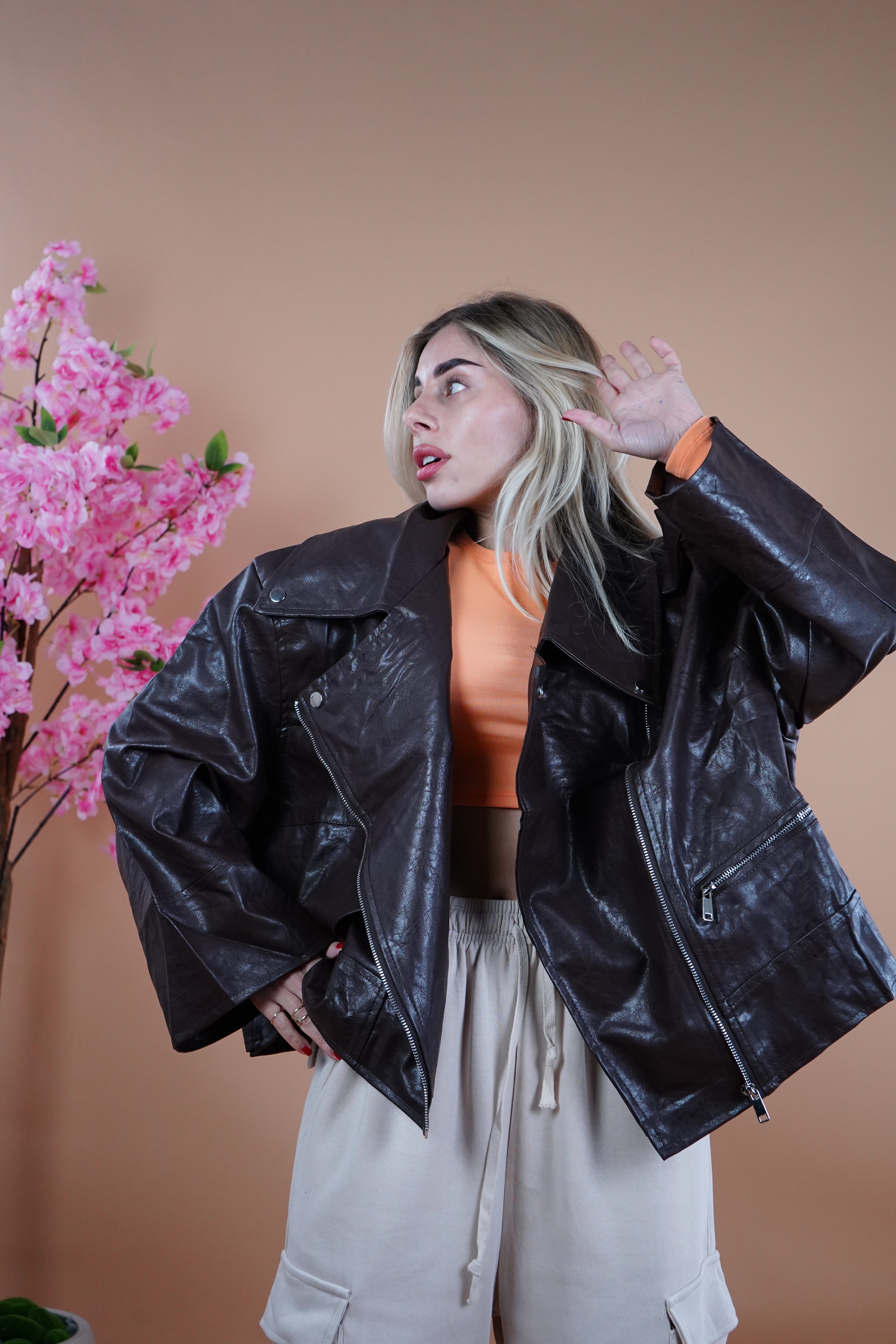 CHIODO ECOPELLE OVERSIZE MARRONE